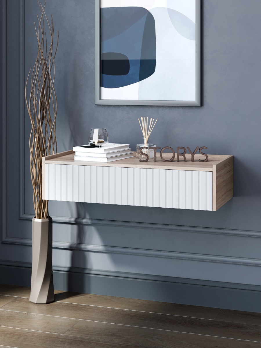 Изображение товара Консоль с бортиком подвесная Play Сити 75x35x20 см ЛДСП цвет дуб сонома