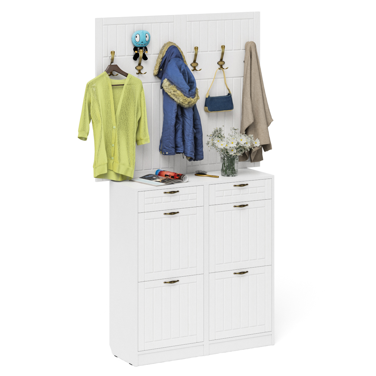 Изображение товара Вешалка для одежды Мебельный Двор 1024816 120x210x35 см белый ЛДСП