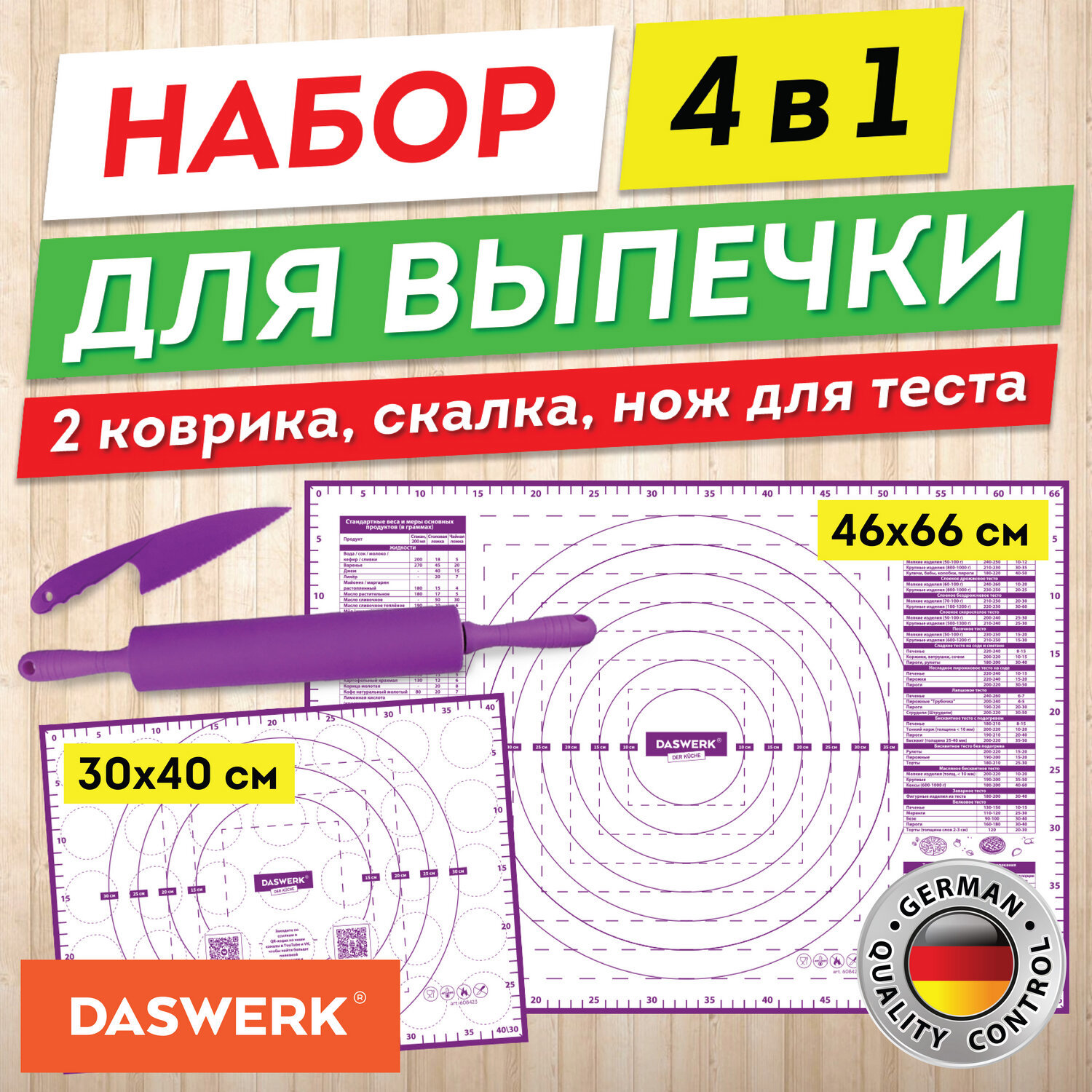 Изображение товара Коврик для теста Daswerk цвет фиолетовый 608429