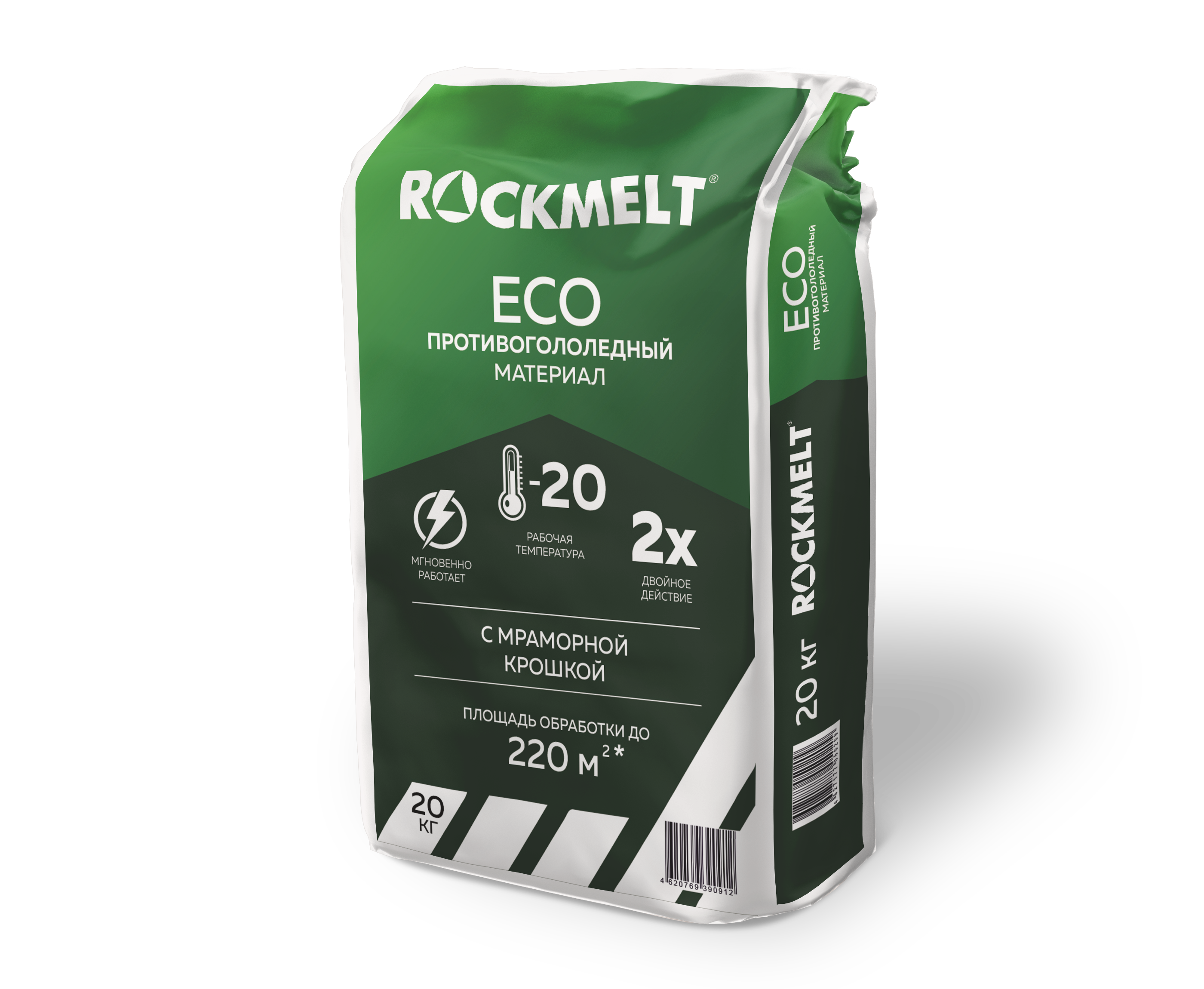 Изображение товара Противогололедный реагент Rockmelt ECO 20 кг мраморная крошка для зимней обработки