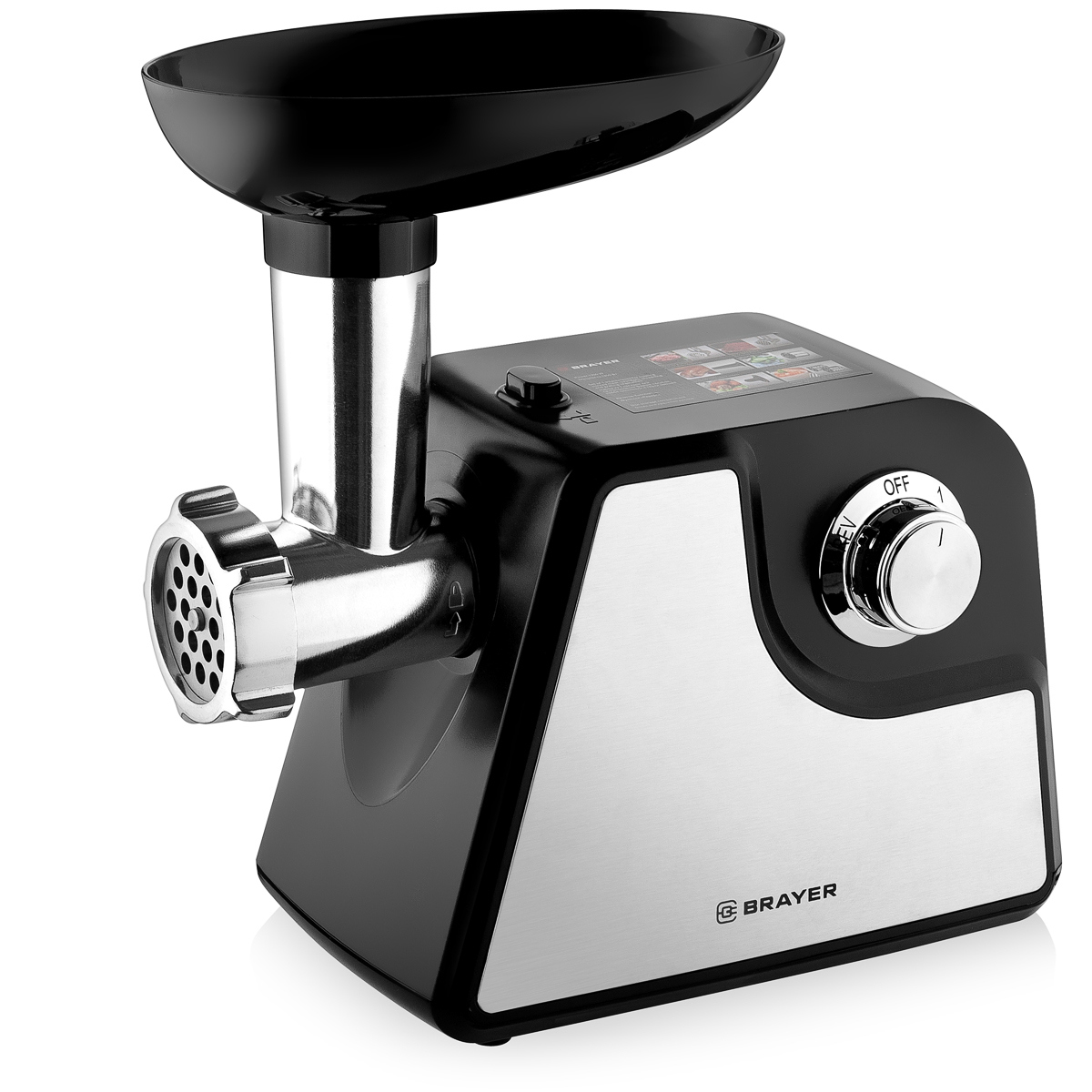 Изображение товара Мясорубка электрическая Brayer BR1607 1350 Вт с функциями и насадками для колбас и кеббе