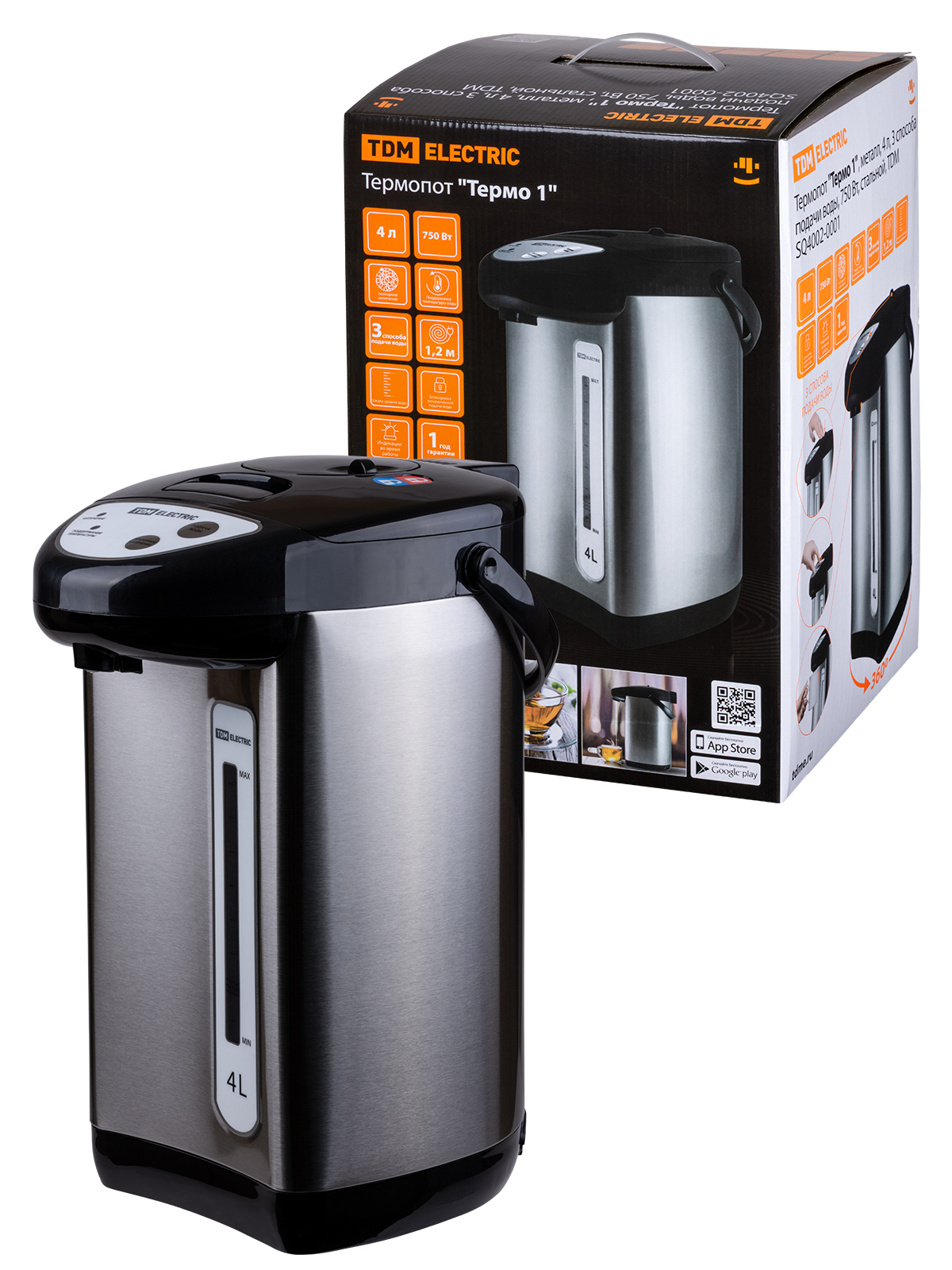 Изображение товара Термопот электрический объем 4 л сталь и ПВХ TDM ELECTRIC SQ4002-0001