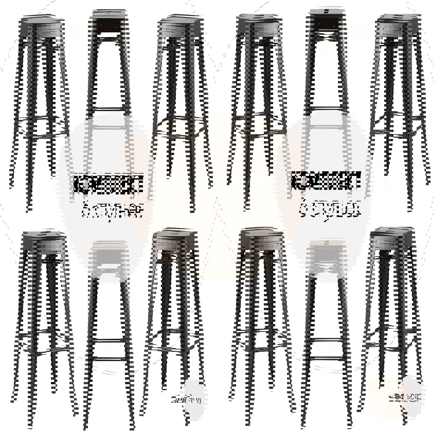 Изображение товара Барный стул Stool Group Tolix 43x77x43 цвет черный