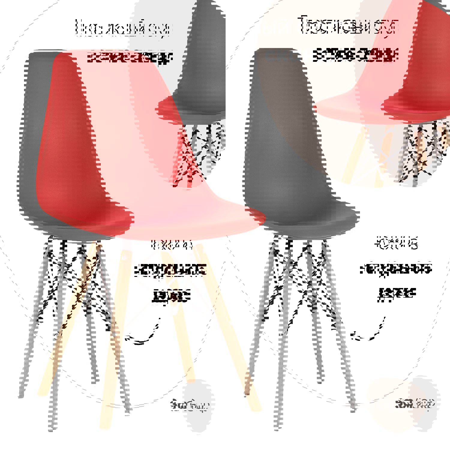 Изображение товара Стул кухонный Стул груп Y801 Red 81x42x46 см пластик цвет красный