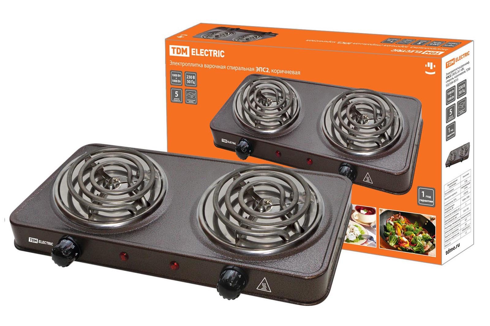 Изображение товара Электрическая настольная плита Tdm Electric SQ2504-0015 2 конфорки коричневый 43 см