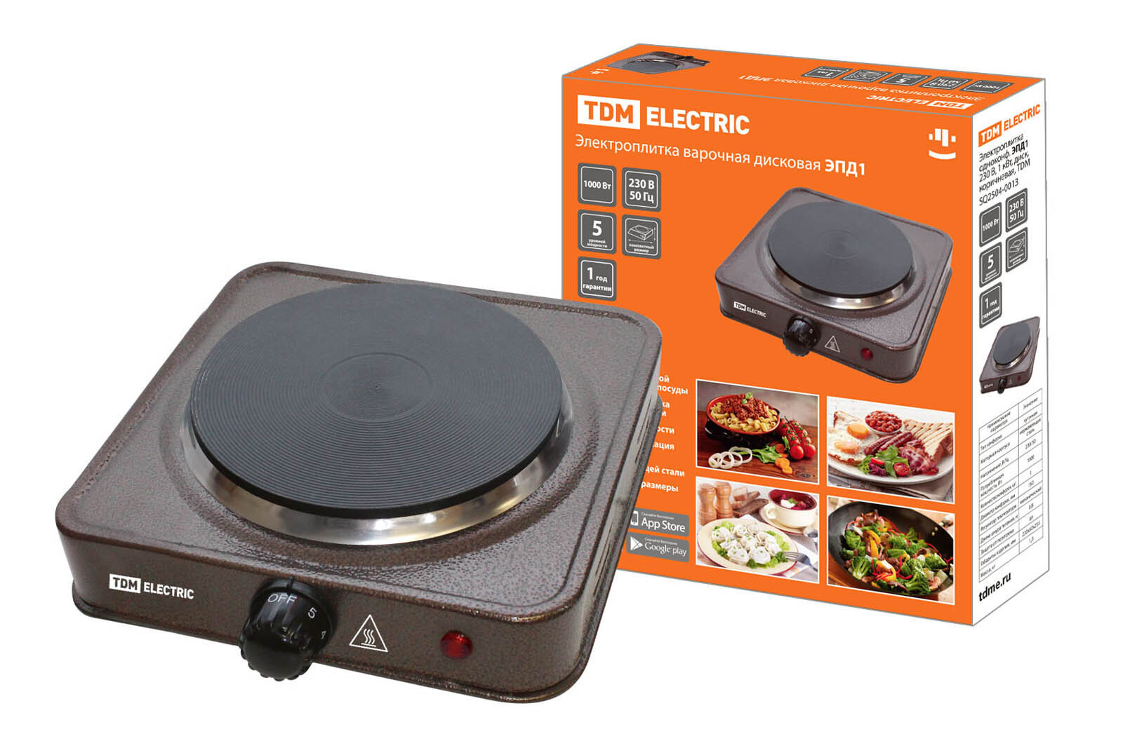 Изображение товара Электрическая настольная плита Tdm Electric SQ2504-0013 22 см 1 конфорка цвет коричневый