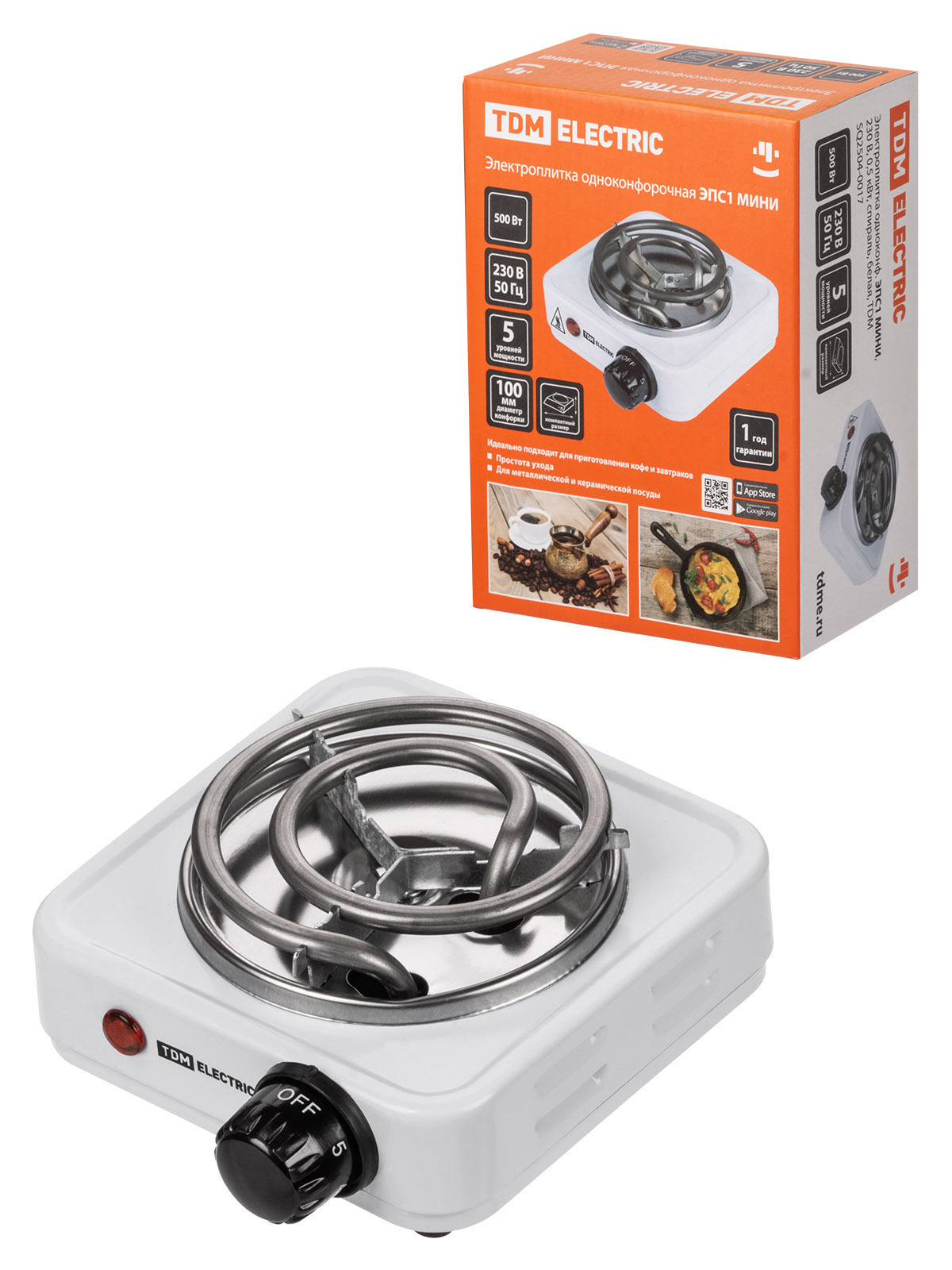 Изображение товара Электрическая настольная плита Tdm Electric SQ2504-0017 14 см 1 конфорка белый