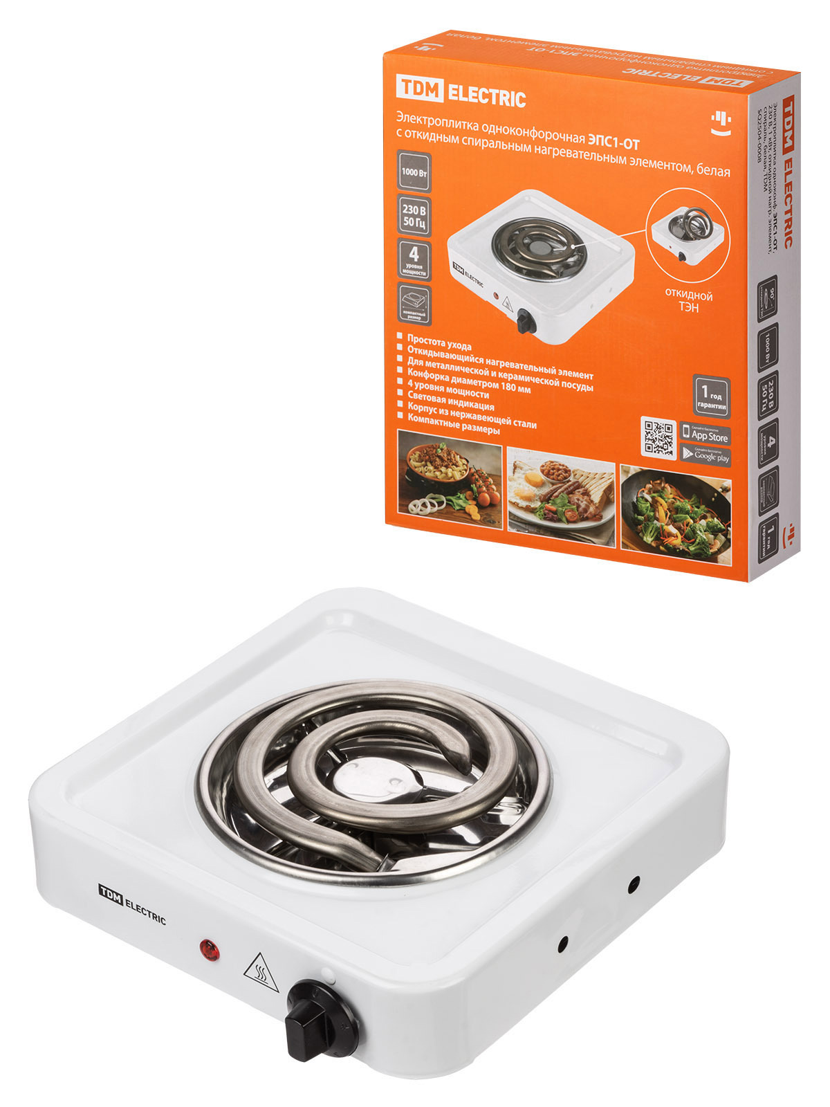 Изображение товара Электрическая настольная плита Tdm Electric SQ2504-0008 28 см 1 конфорка белая