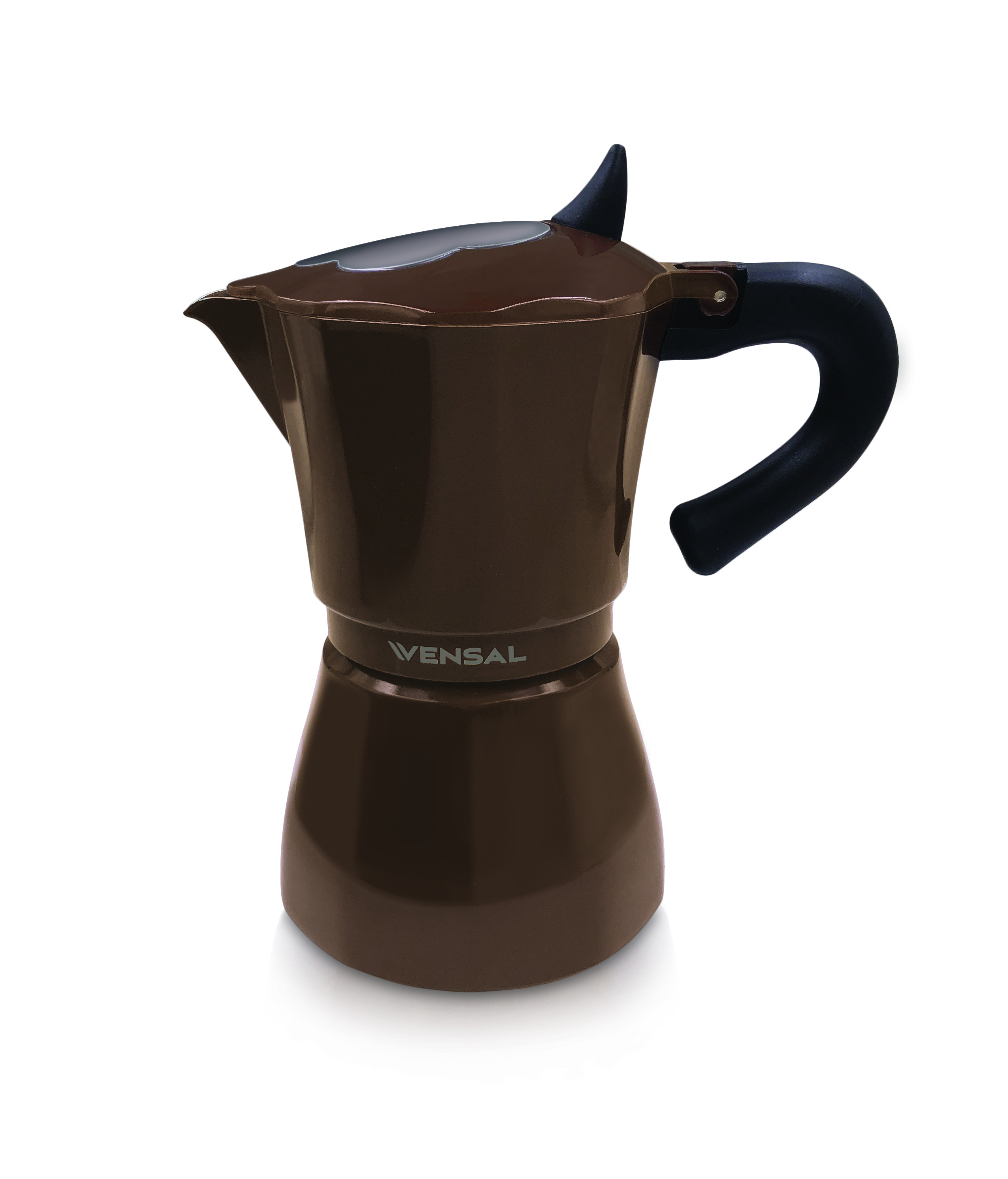 Изображение товара Гейзерная кофеварка Vensal VS3204 150 мл 3 чашки литой алюминий цвет коричневый Изображение товара Гейзерная кофеварка Vensal VS3204 150 мл 3 чашки литой алюминий цвет коричневый