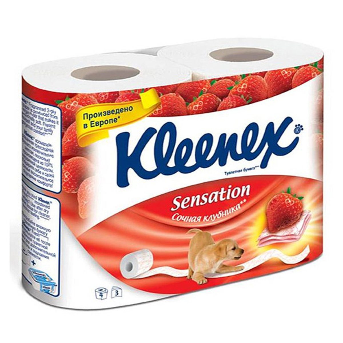 Изображение товара Туалетная бумага Kleenex 3-хслойная с ароматизацией Сочная Клубника 4 шт