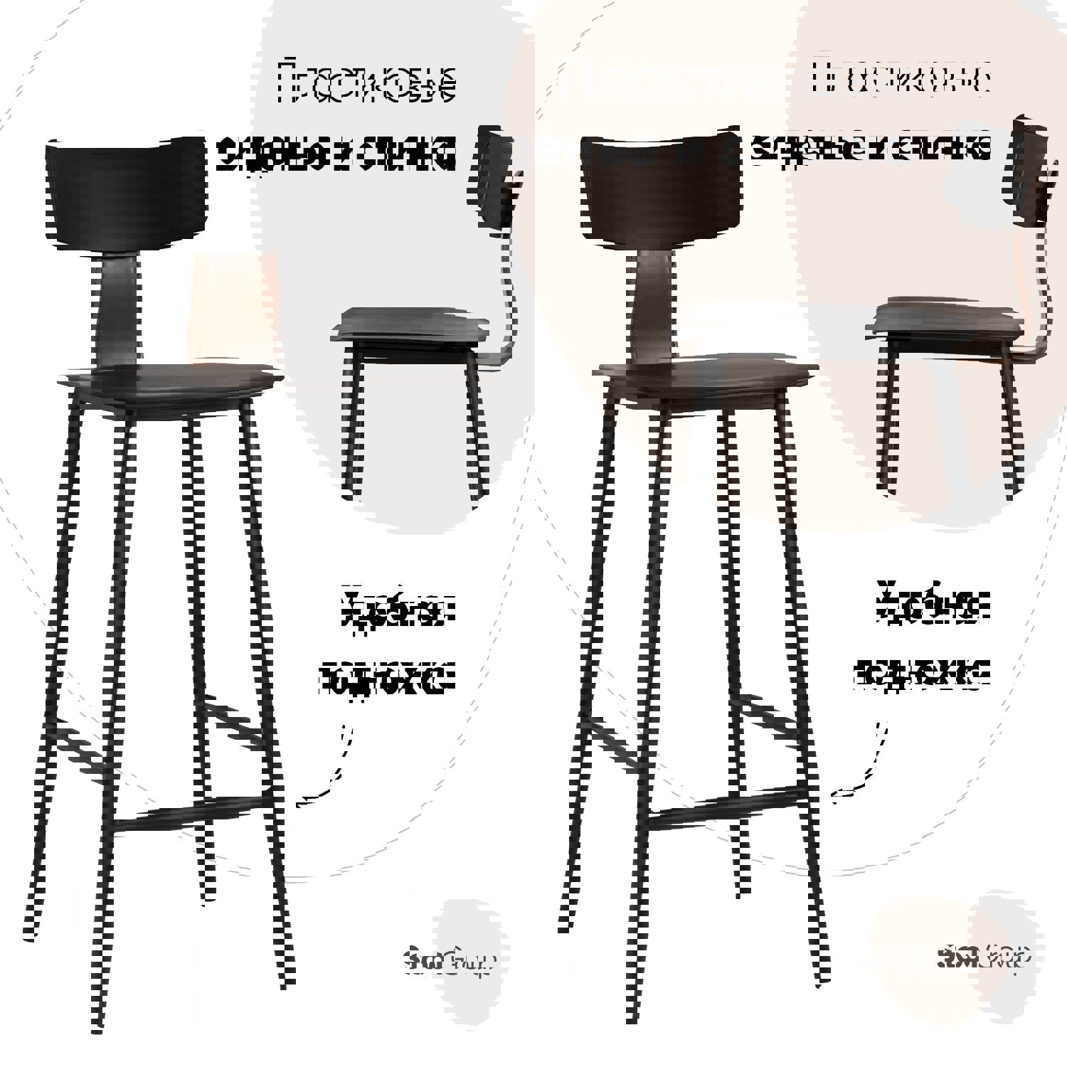 Изображение товара Полубарный стул Stool Group Ant 42x90x46 цвет черный