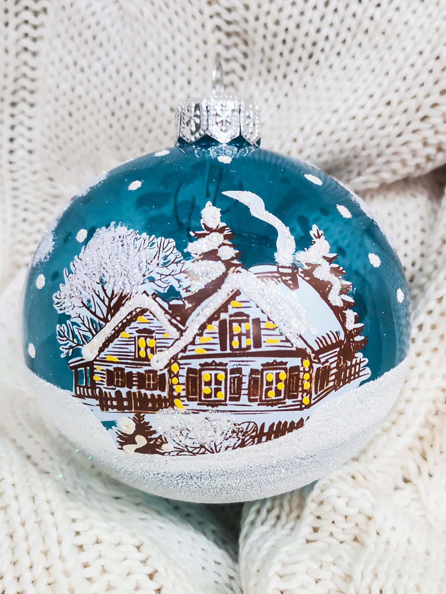 Изображение товара Елочный шар Коломеев КУ-65-51/2 Зимний 2 6.5 см стекло разноцветный