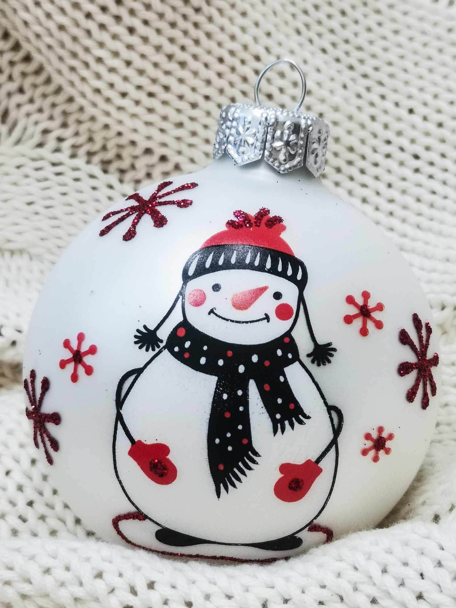 Изображение товара Елочный шар Коломеев Веселый снеговик 6.5 см стекло