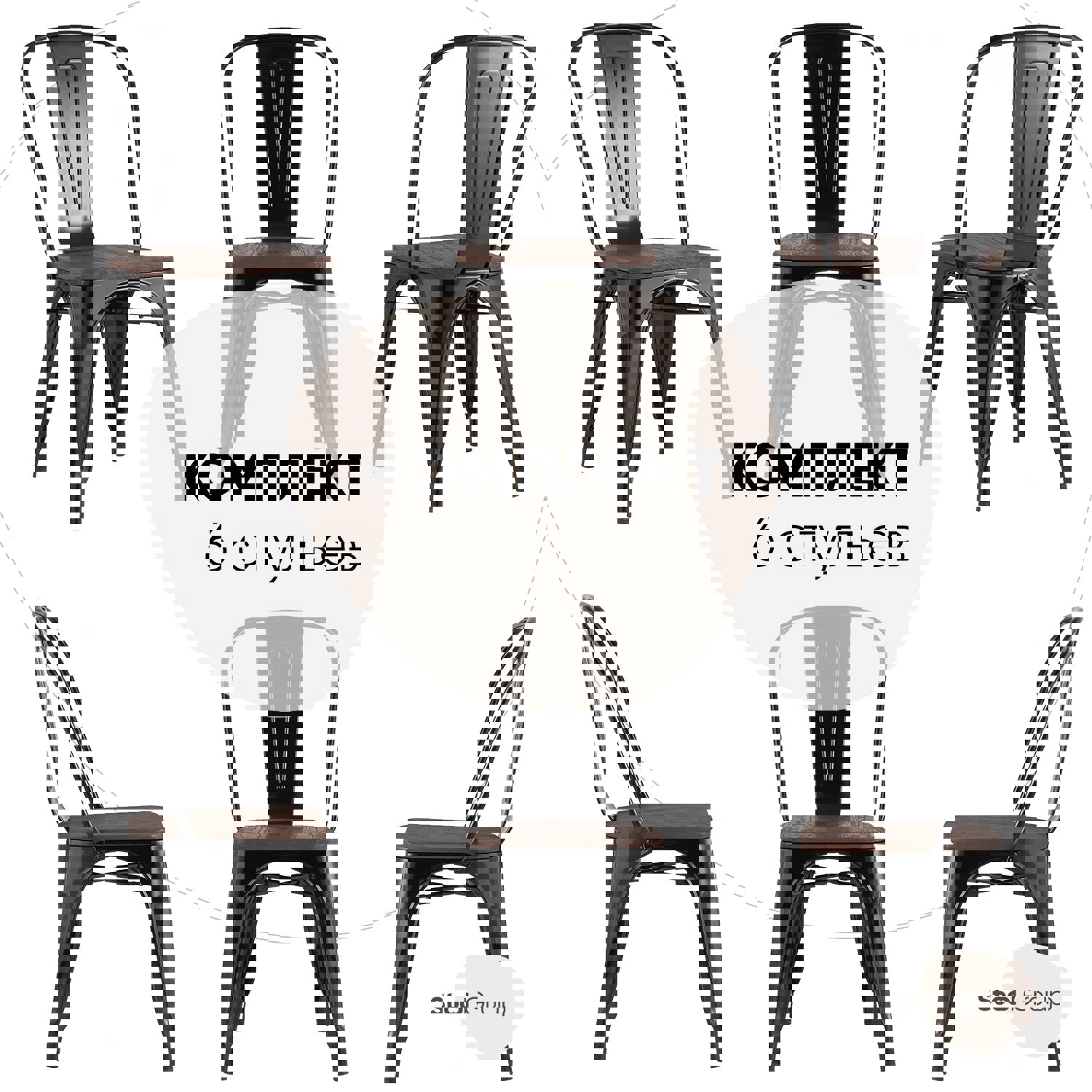 Изображение товара Кухонный стул из серии Tolix Anji Bohao Steel и дерево, черный