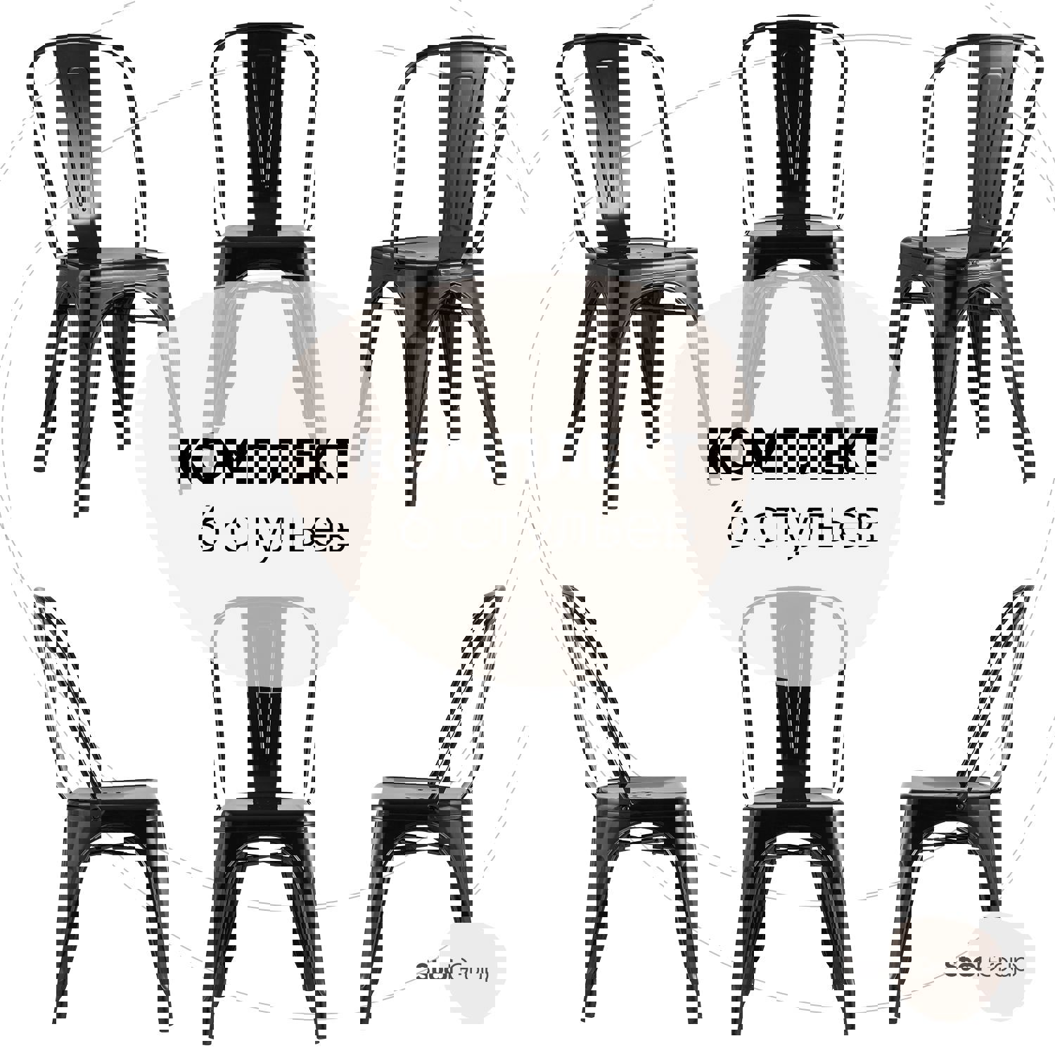 Изображение товара Комплект кухонных стульев 6 шт Tolix черный современный металл