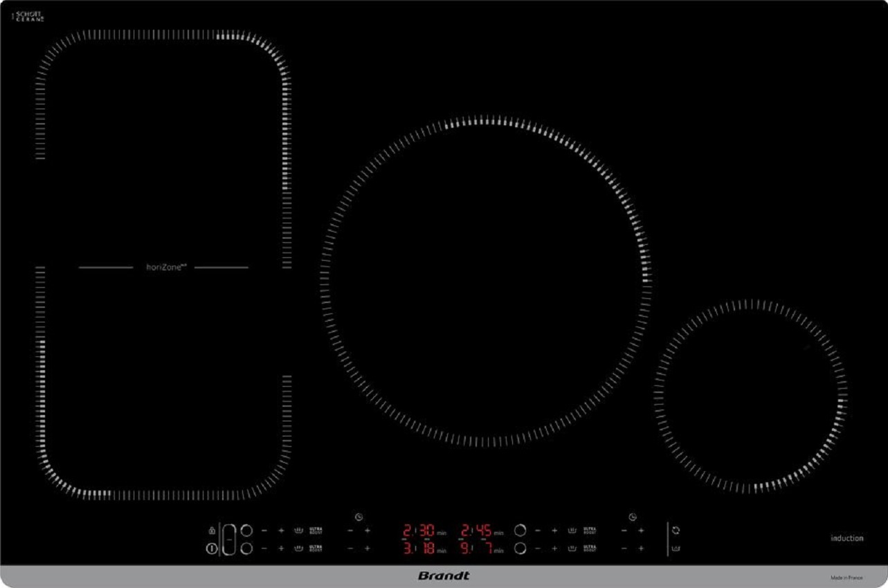 Изображение товара Индукционная варочная панель Brandt BPI184HUB 77 см четырех конфорок черная