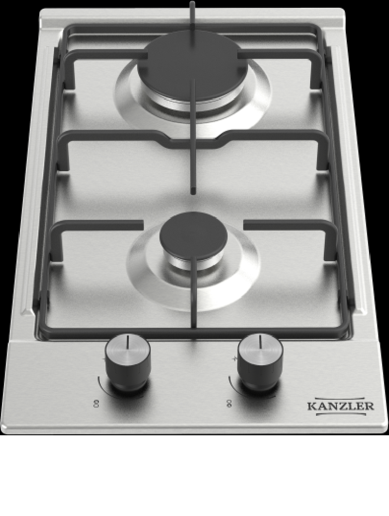 Изображение товара Газовая варочная панель Kanzler KM 523 E 29 см 2 конфорки нержавеющая сталь
