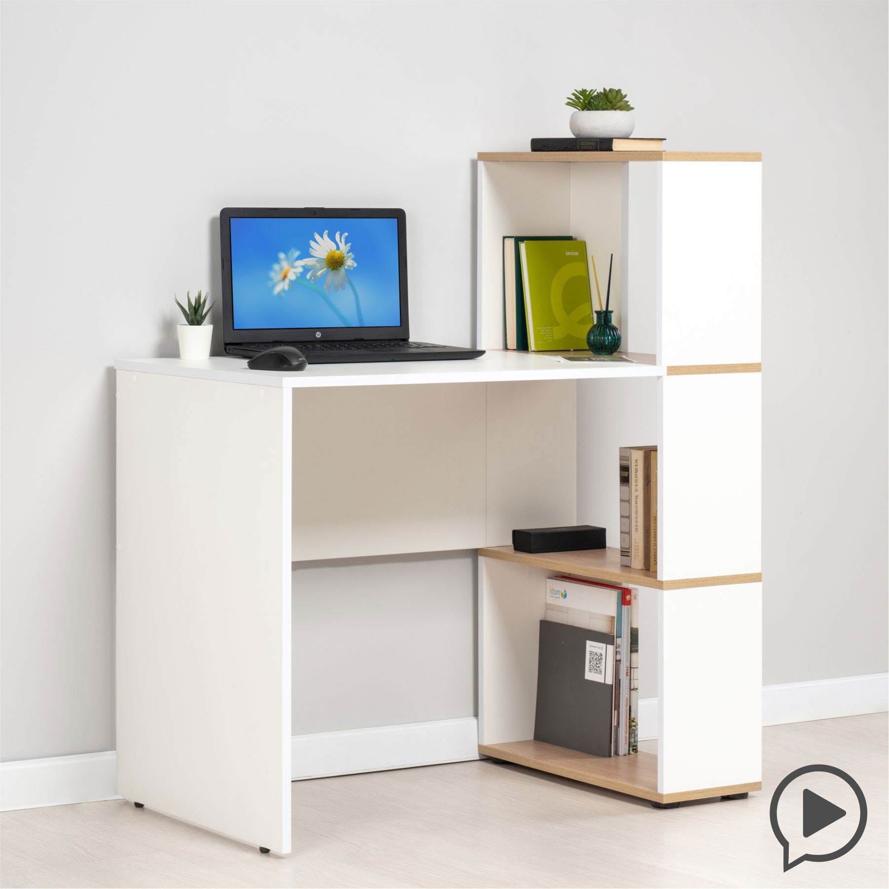 Изображение товара Компьютерный стол Моби Драйв 12.105 белый с регулировкой высоты для дома и офиса