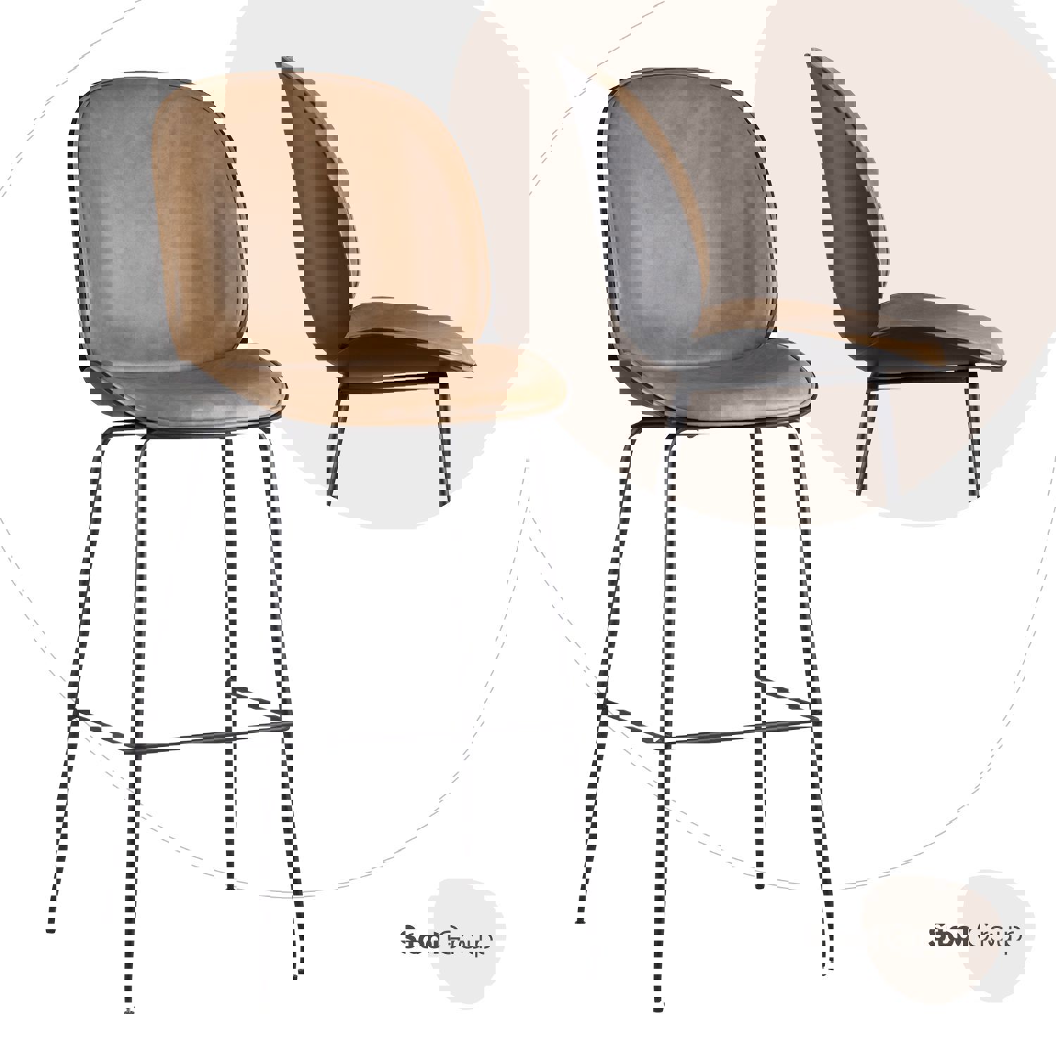 Изображение товара Стул барный 46x113x54 см из эко-кожи с металлическим каркасом