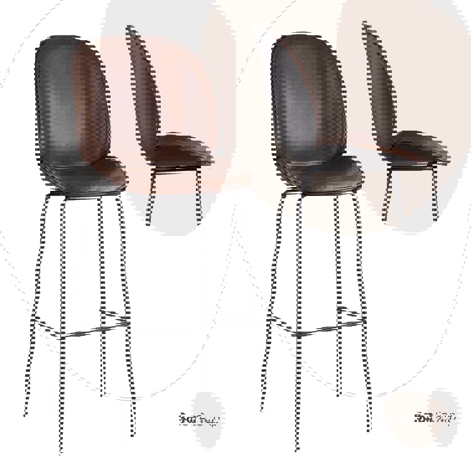 Изображение товара Барный стул 46x113x54 см из эко-кожи металлический коричневый