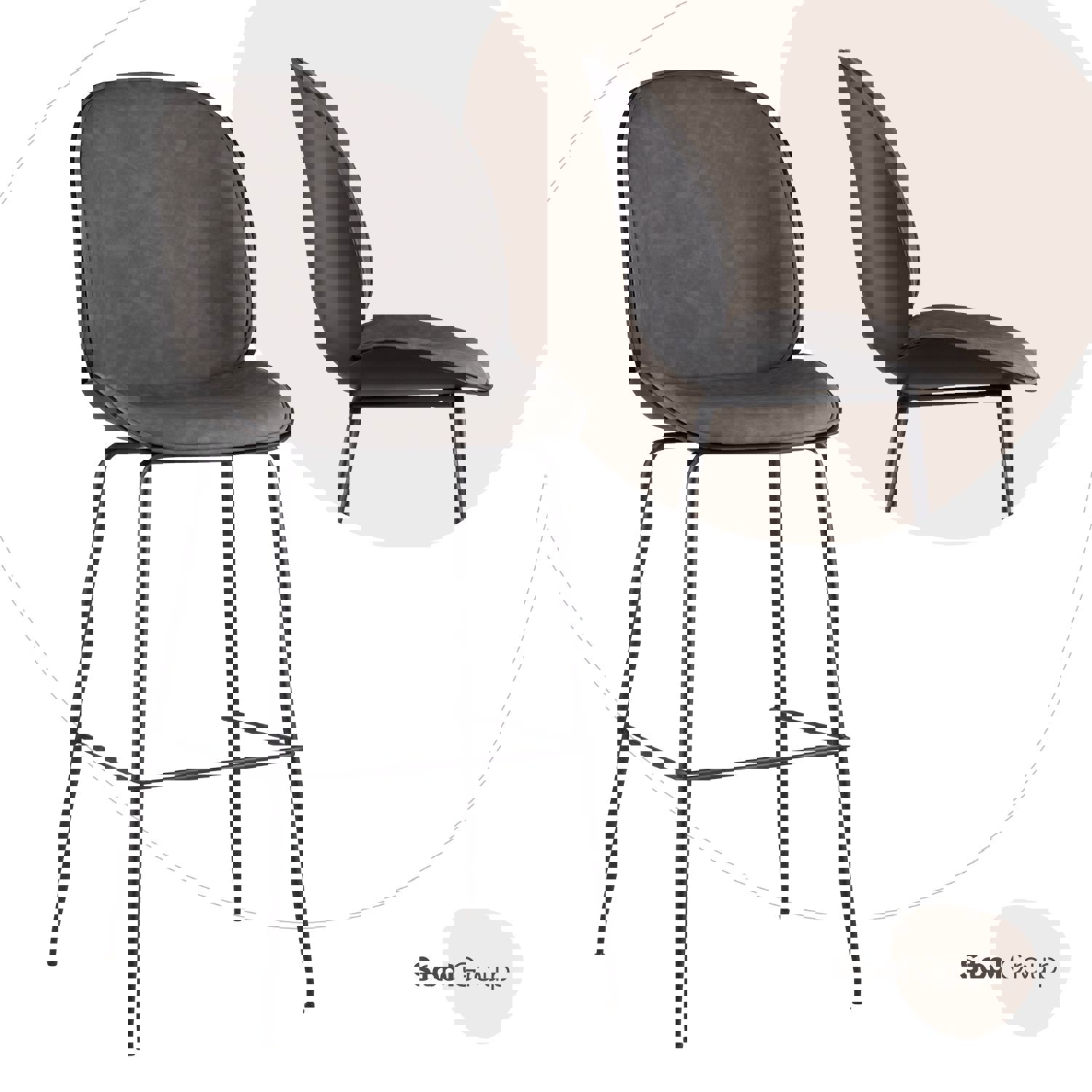 Изображение товара Стул барный 46x113x54 см из Эко-кожи металла серый стильный