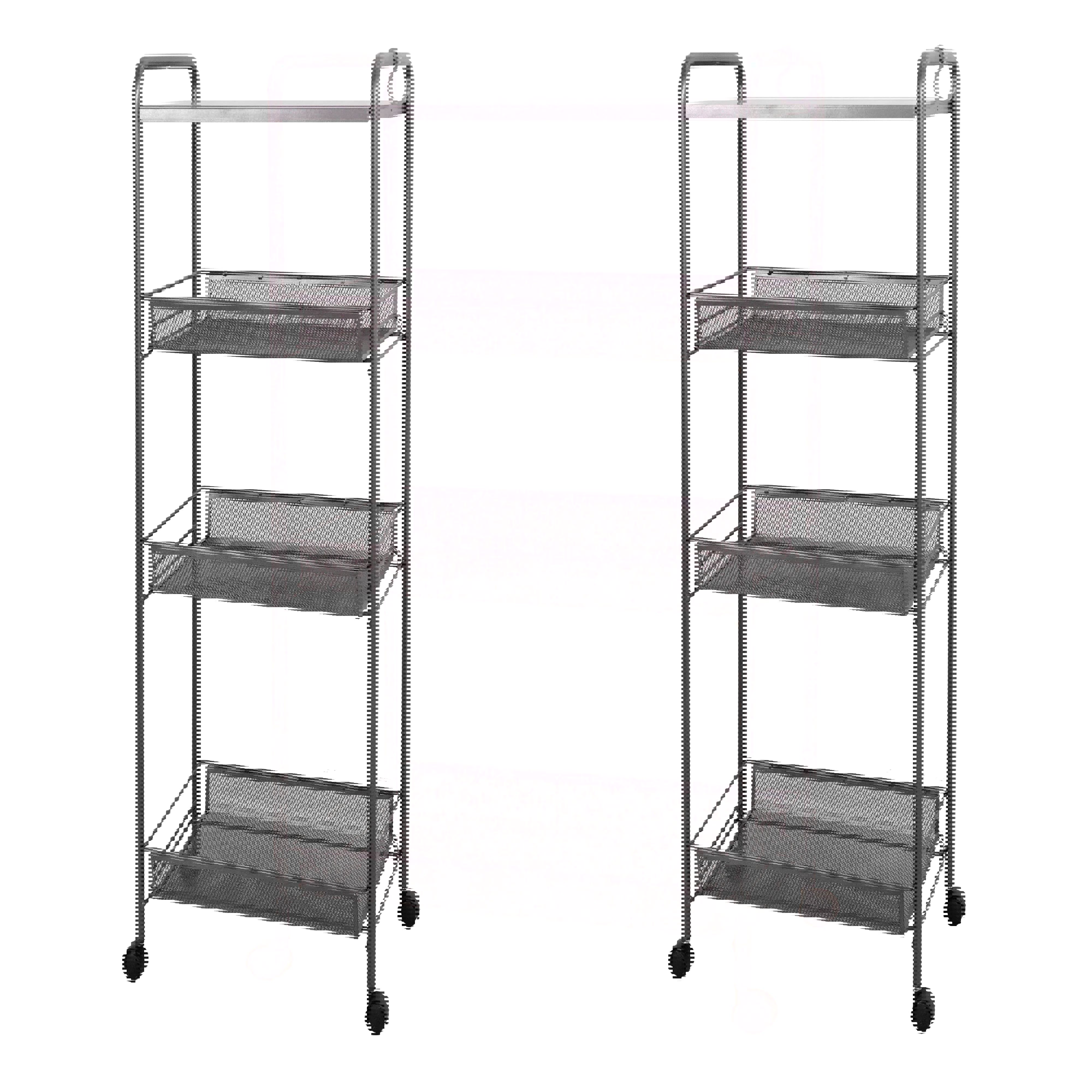 Изображение товара Стеллаж Зми 45x88x30 см металлический с корзинами и колесиками графит