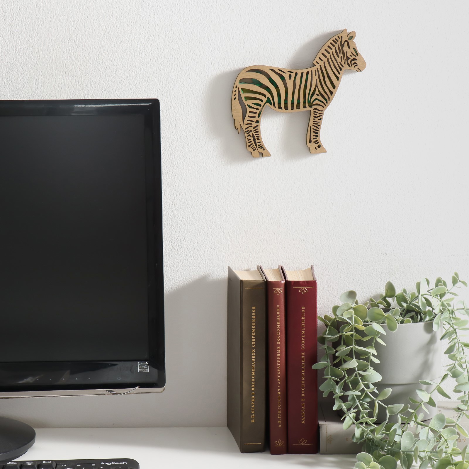 Изображение товара Панно декоративное «Зебра» 17,5x15 см — дерево, бежевый