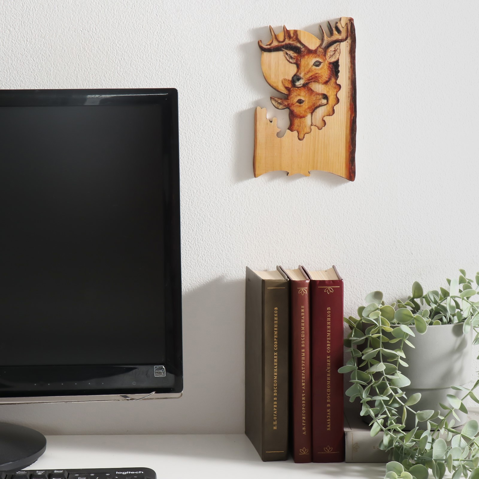 Изображение товара Панно декоративное "Олень и оленёнок" 12x0.7x19 см