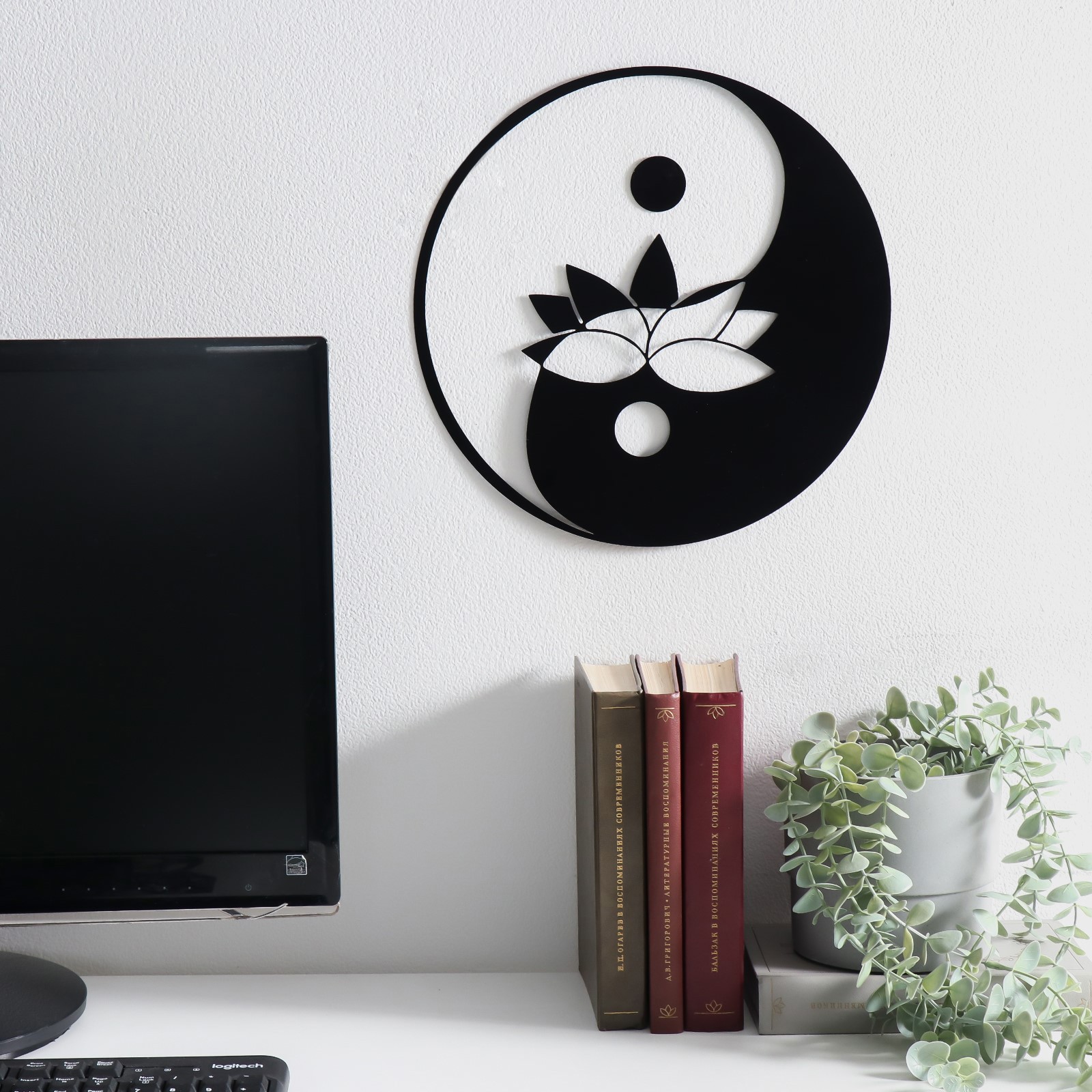 Изображение товара Панно декоративное "Инь-ян с лотосом" 30x30 см