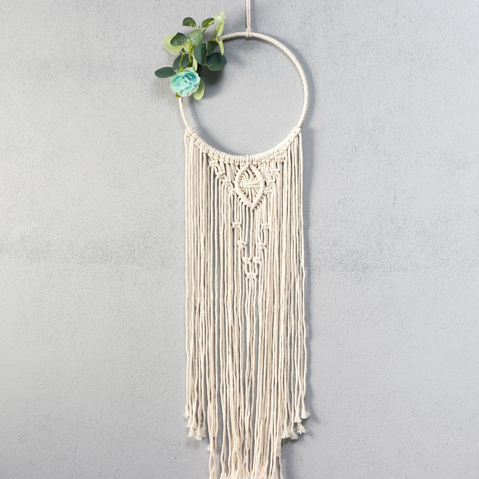 Изображение товара Панно настенное в технике макраме "Зелёный пион" 70x19 см