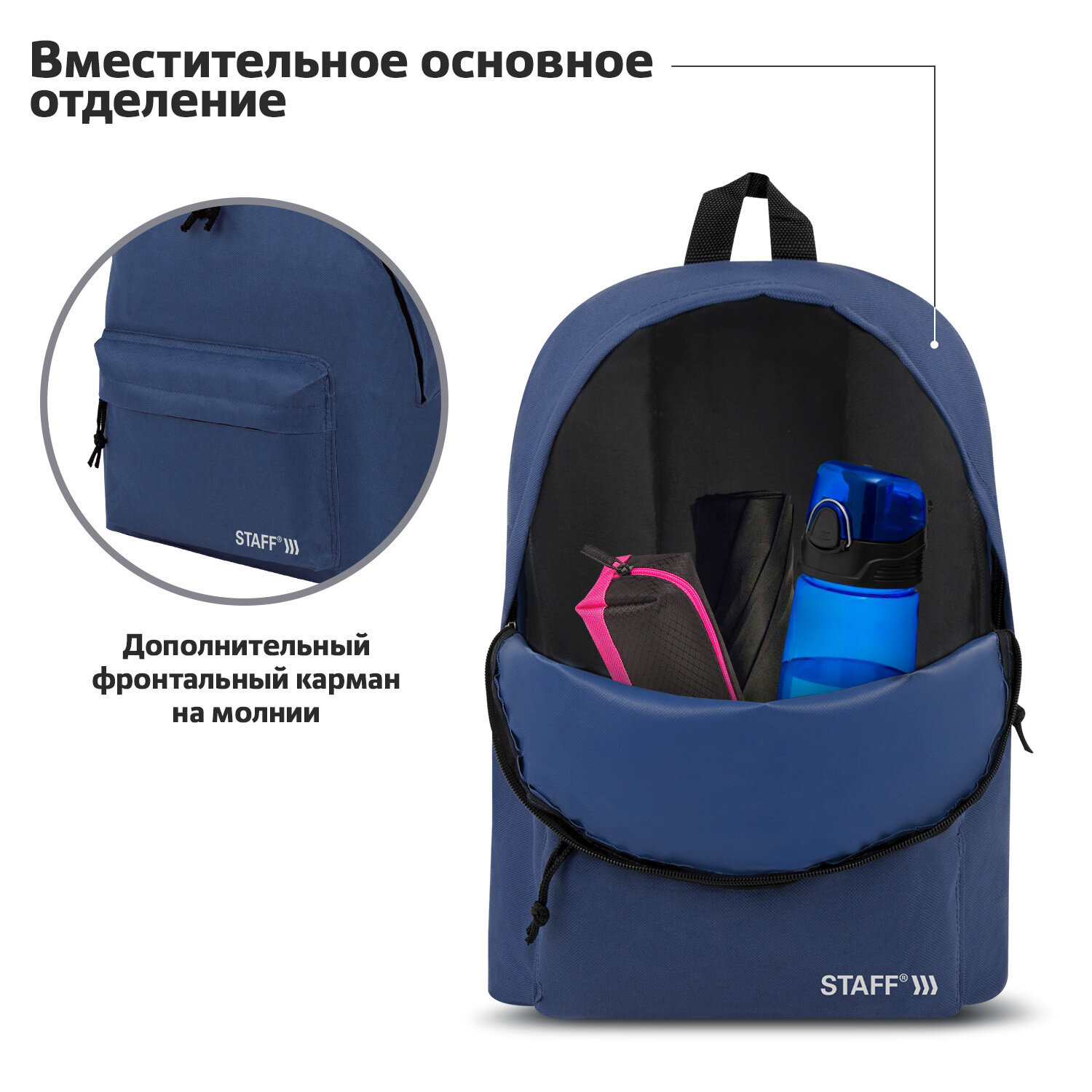 Изображение товара Рюкзак Staff Street 28x38x12 см полиэстер синий для учебы и отдыха