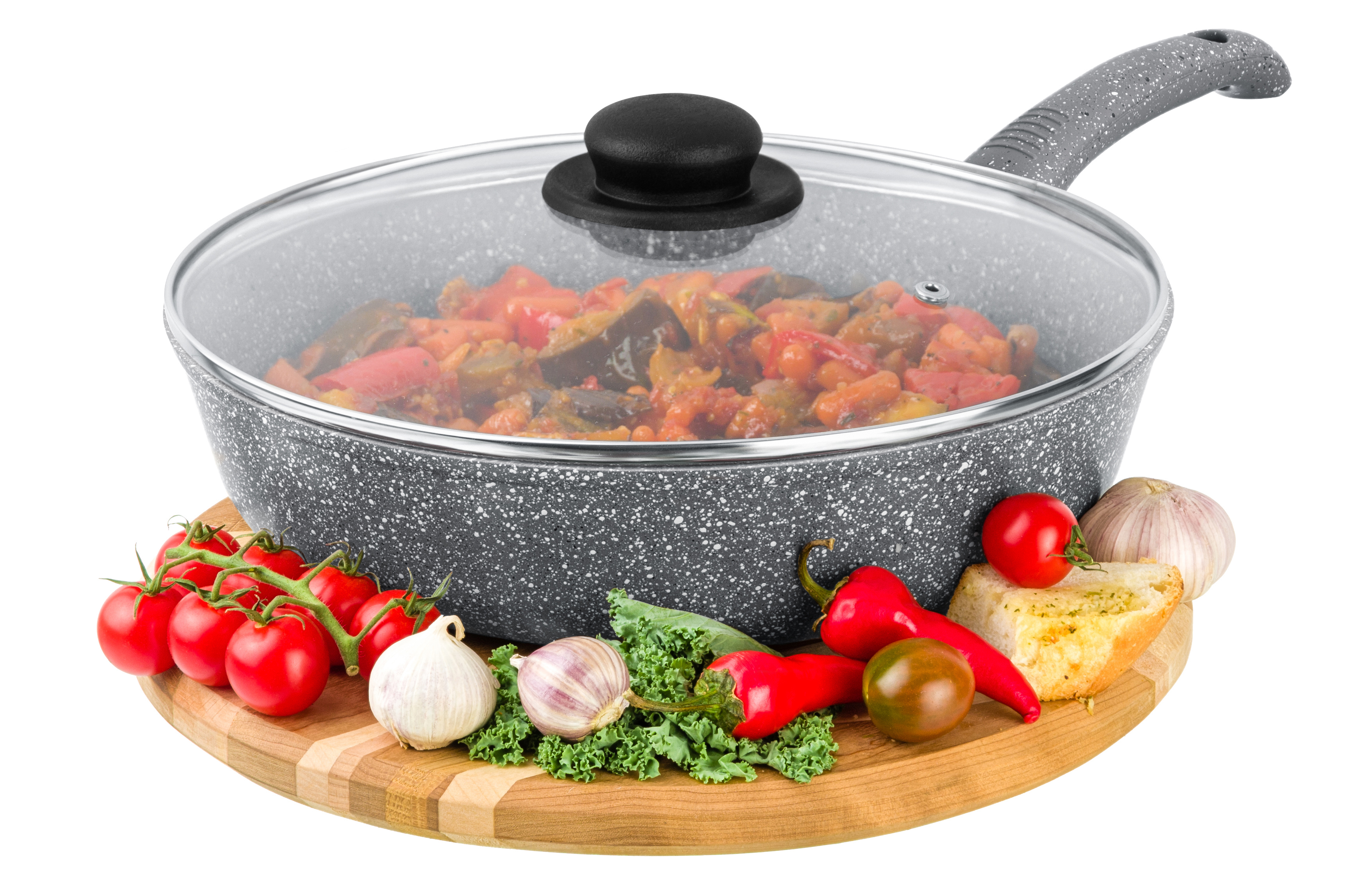 Изображение товара Сковорода с крышкой Elan gallery Гармония вкуса 28 см алюминий цвет серый мрамор