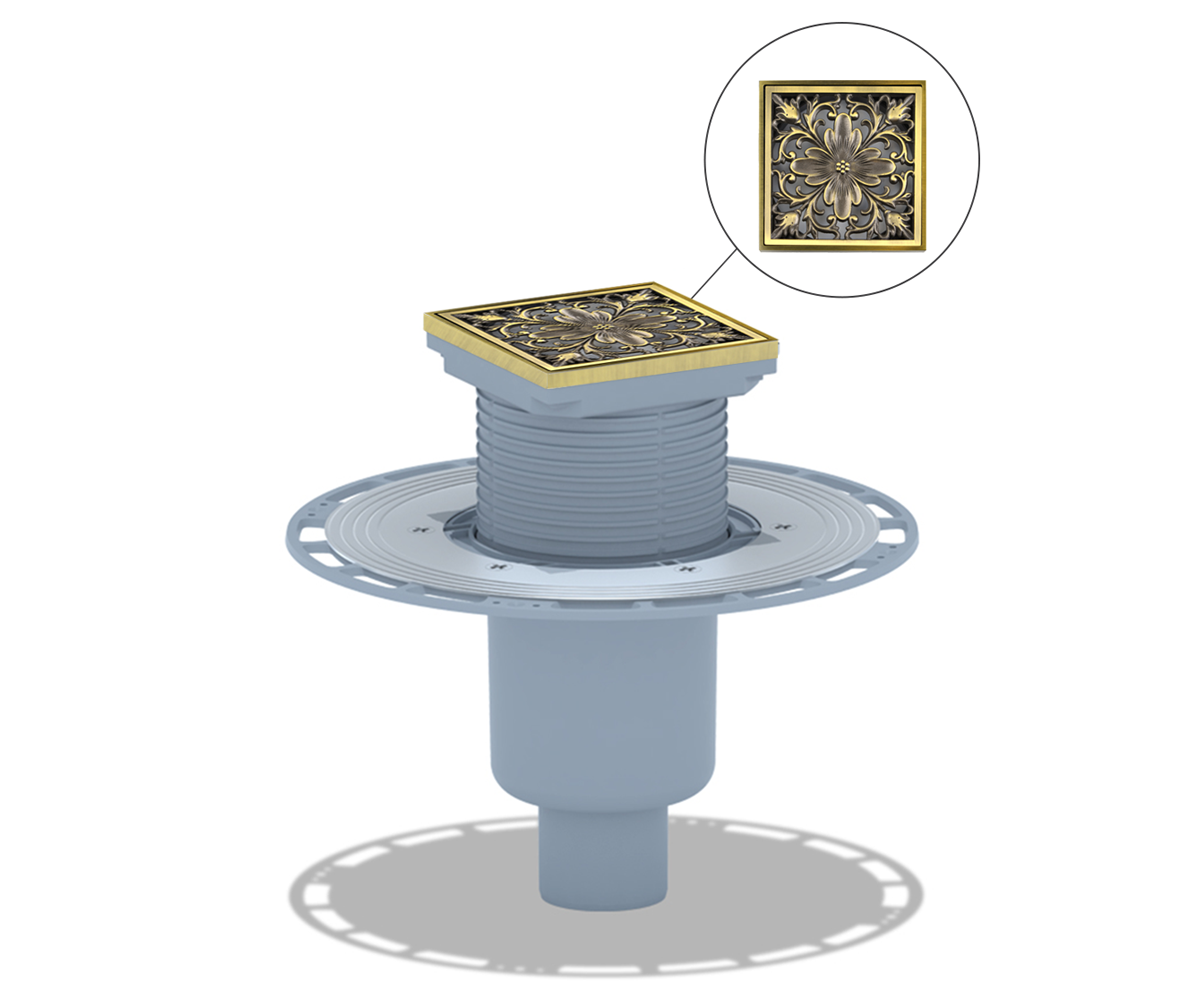 Изображение товара Душевой трап Bronze de luxe 21975-5902 с сухим затвором 100x100 мм ABS пластик