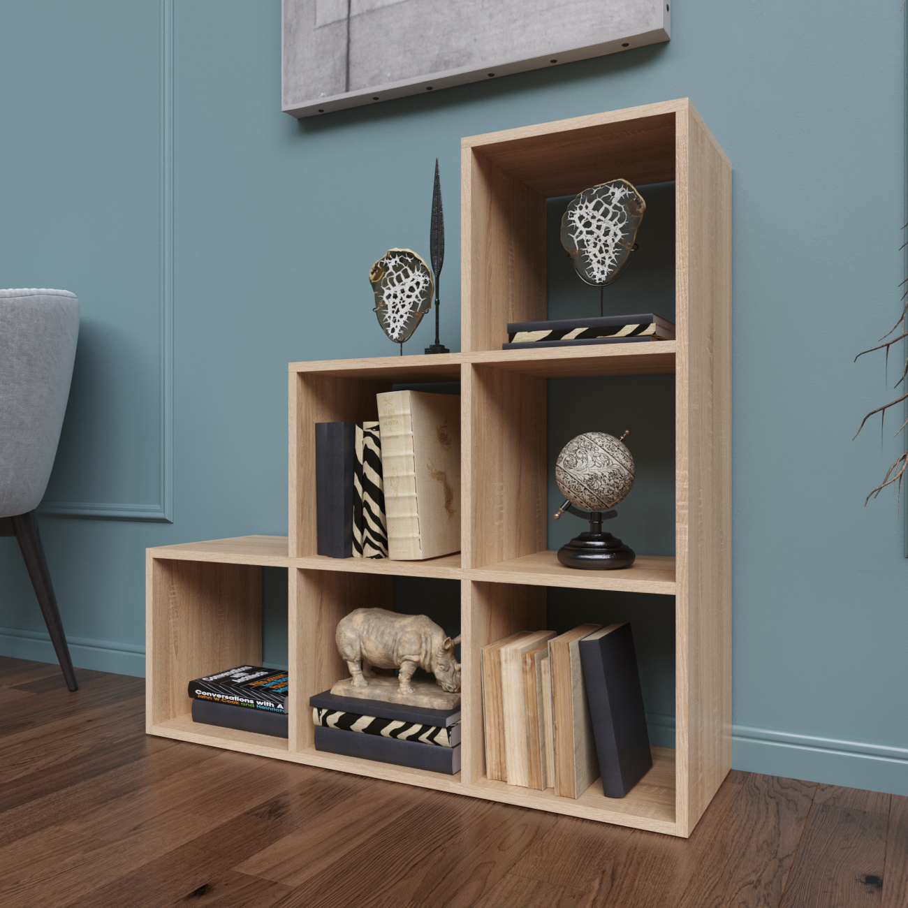 Изображение товара Стеллаж с полками Rimsten 96x96x30 см ЛДСП дуб стиль лофт для дома и офиса