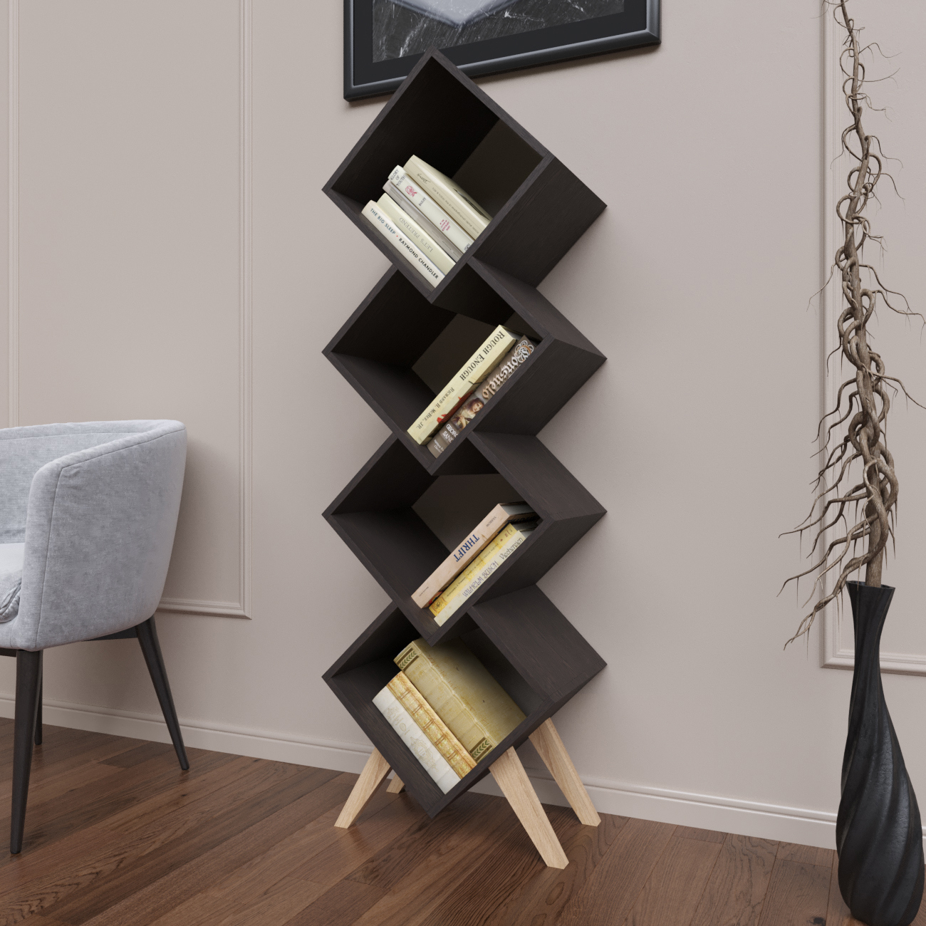 Изображение товара Стеллаж с полками Rimsten 50x26x35 см ЛДСП венге для хранения книг и игрушек