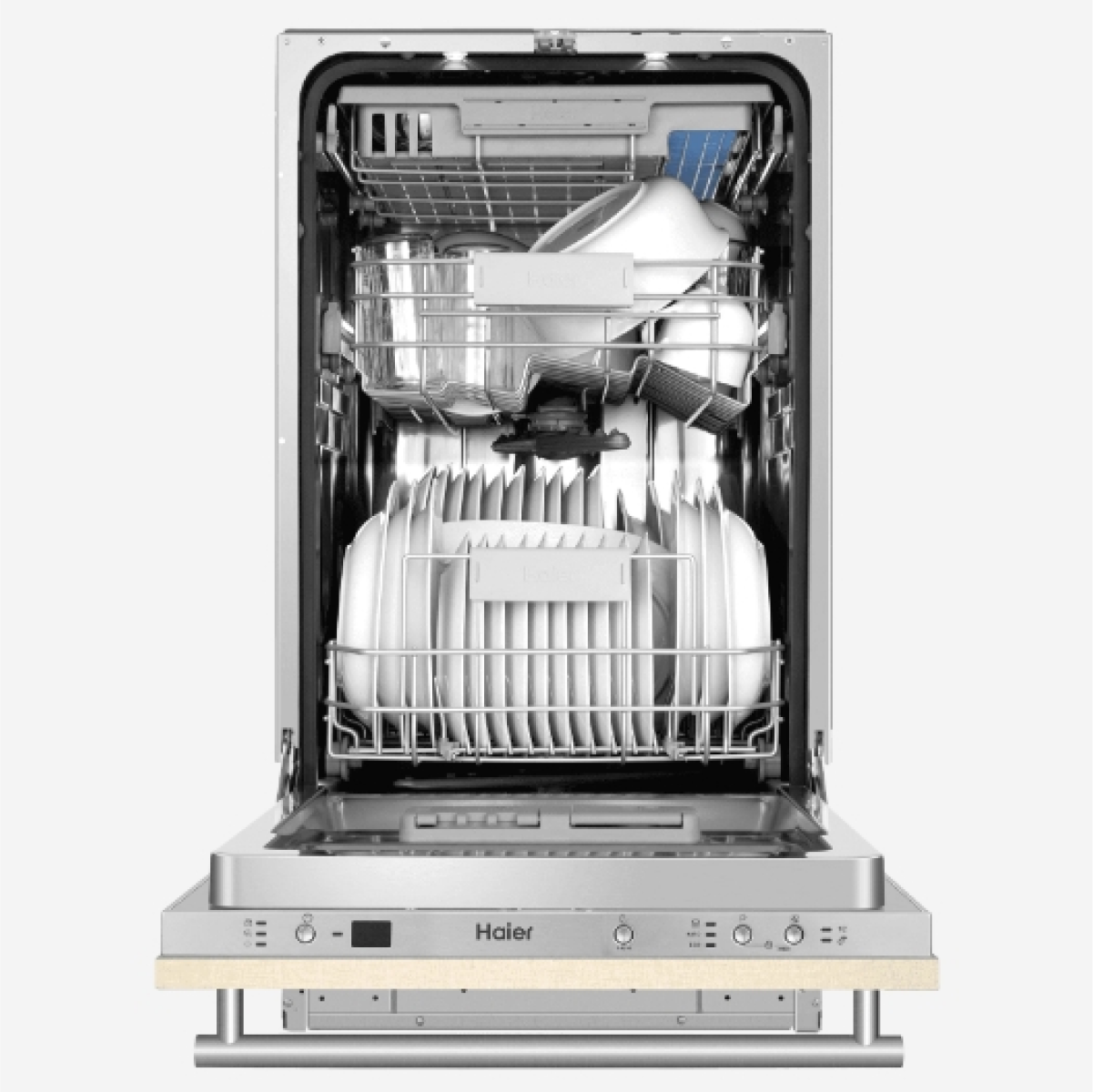 Изображение товара Встраиваемая посудомоечная машина Haier DW10-198BT3RU 45 см 3 программы серебро