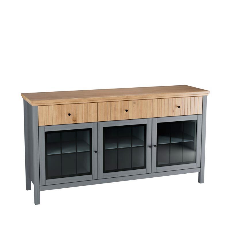 Изображение товара Комод Дом Мебели Сканди 33 160x44x85 см 3 ящика сосна/стекло цвет серый