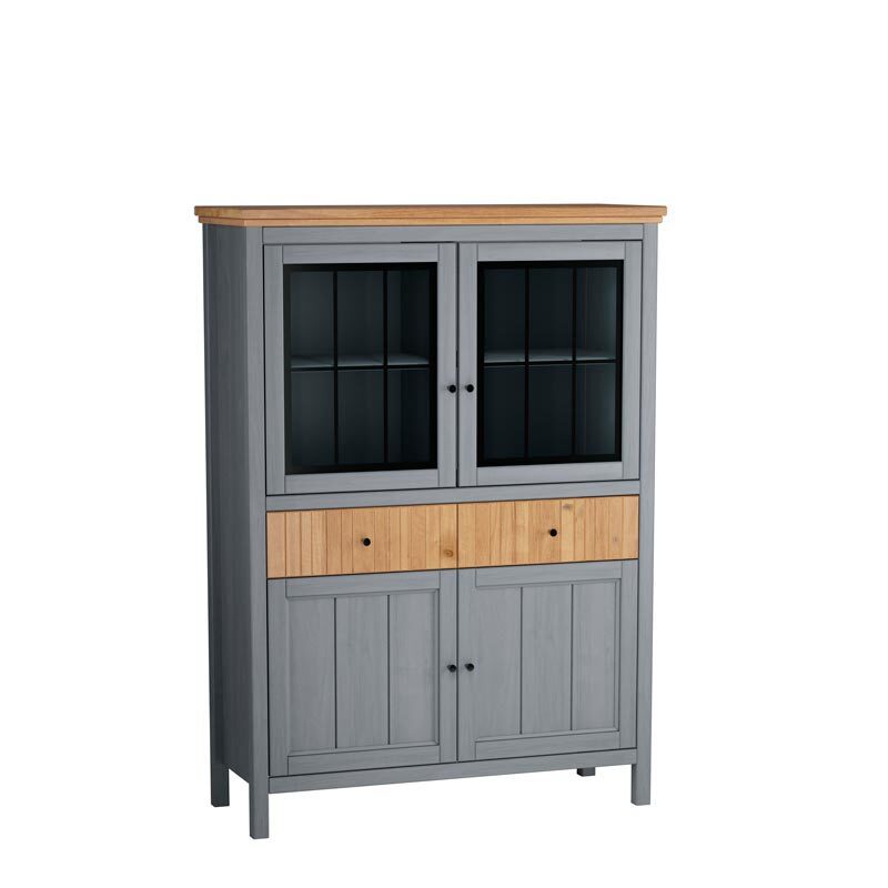 Изображение товара Комод Дом Мебели Сканди 222 110x44x153 см 2 ящика сосна/стекло цвет серый