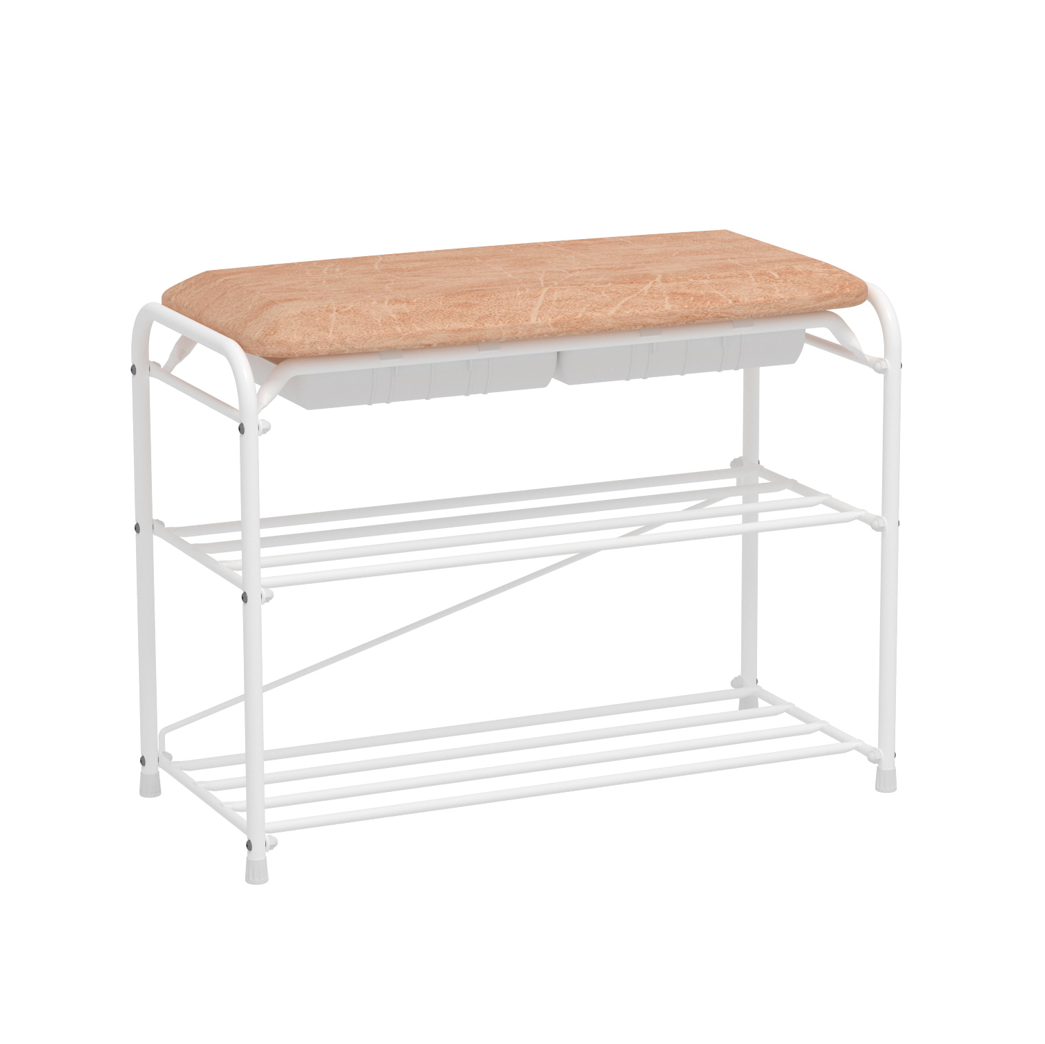 Изображение товара Обувница с сиденьем и ящиком Зми 65x48x30 см белая металлическая