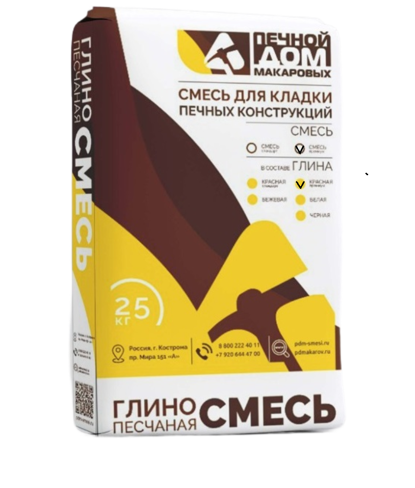 Изображение товара Смесь глино-песчаная Печной Дом Макаровых 25кг красный