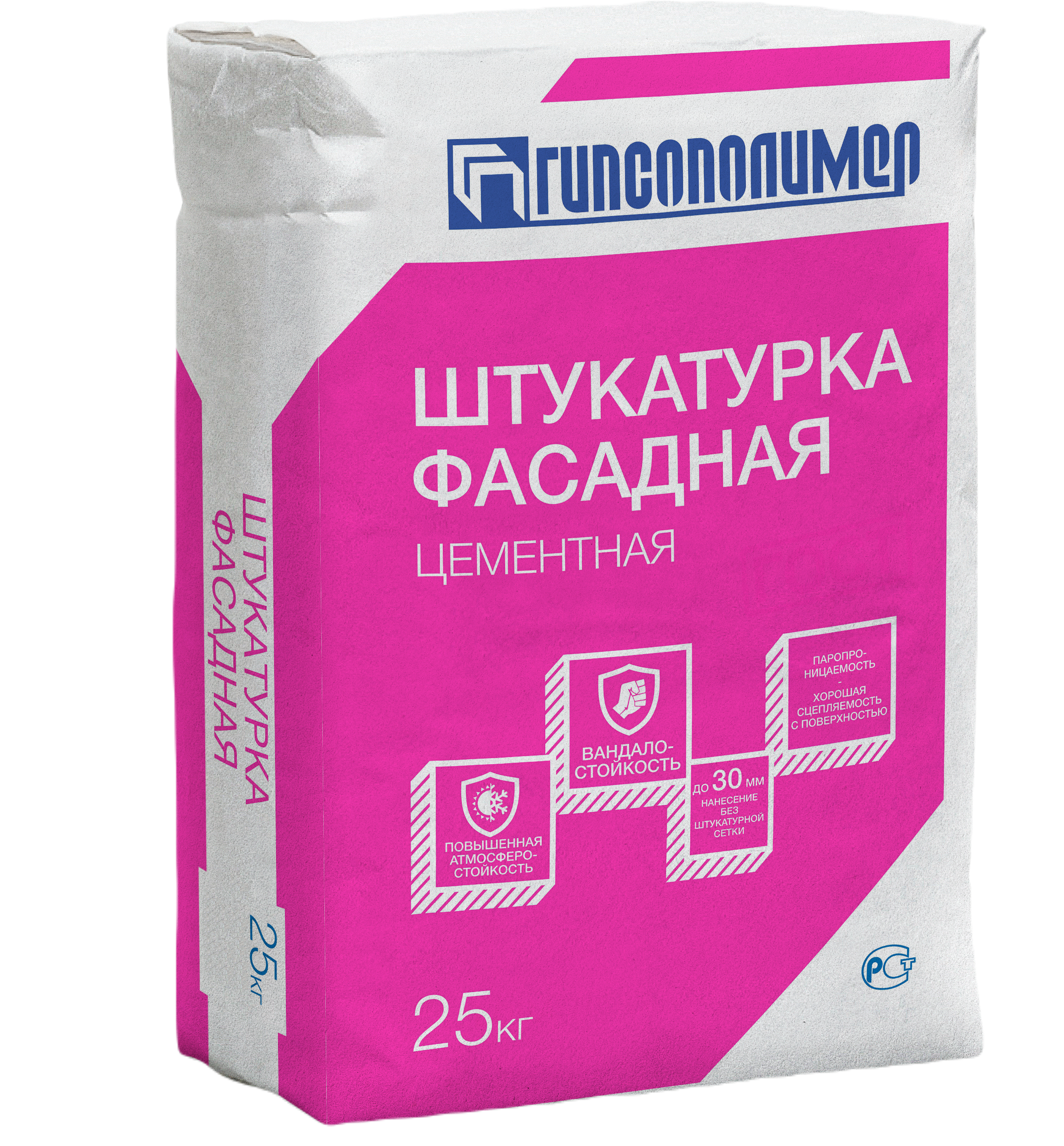 Изображение товара Штукатурка цементная Гипсополимер Фасадная 25 кг Изображение товара Штукатурка цементная Гипсополимер Фасадная 25 кг