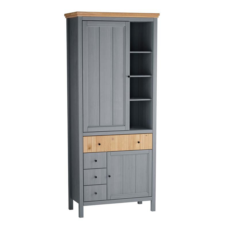 Изображение товара Распашной шкаф из массива сосны Сканди 86x201x44 см серый торг