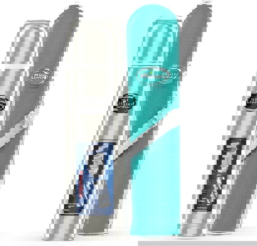 Изображение товара Термос BIOSTAL 500 мл из нержавеющей стали с ситечком и чехлом серый