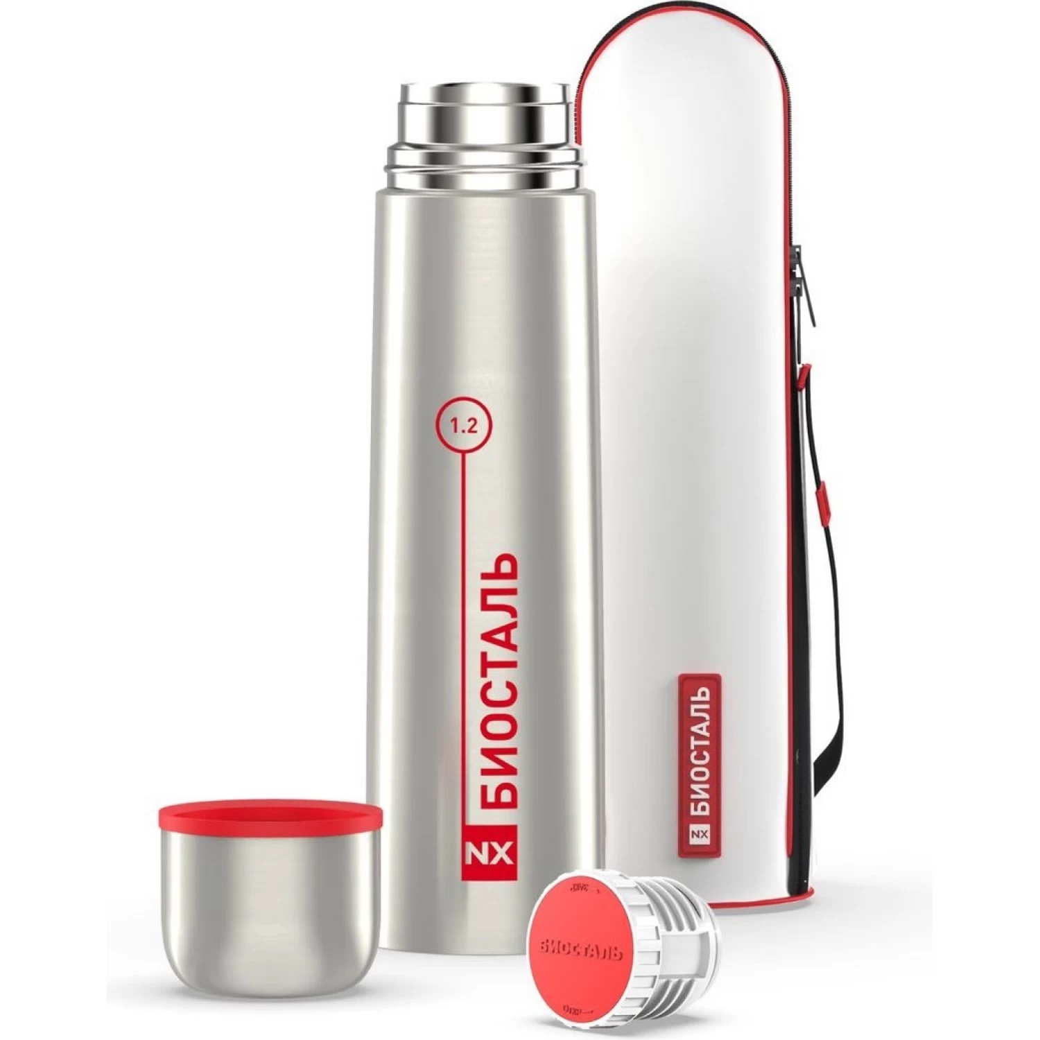 Изображение товара Термос 1200 мл Biostal NX-1200B колба из нержавеющей стали цвет серый