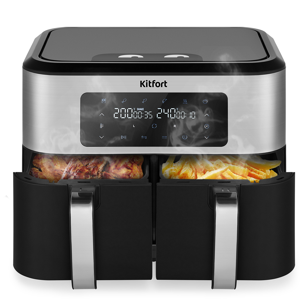 Изображение товара Аэрогриль Kitfort КТ-2249 с 6 программ и 2 нагревателями черный