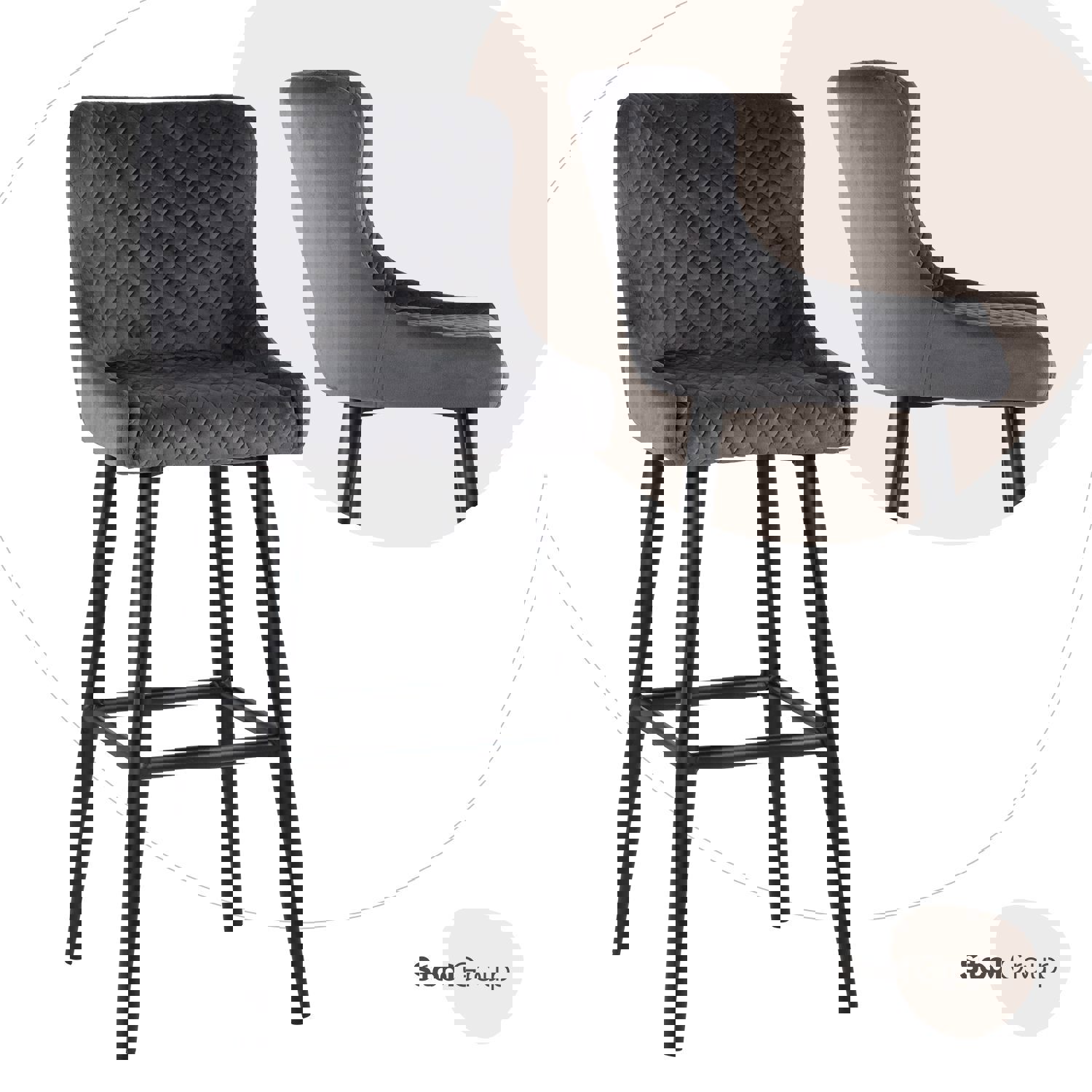 Изображение товара Стул барный 48x109x42 см Стул Груп Ститч велюр серый