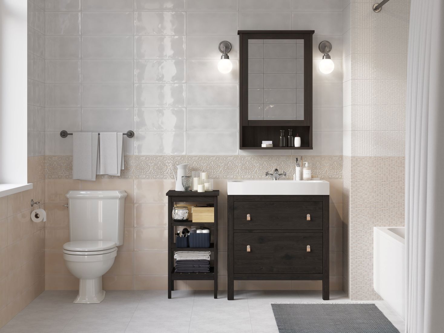 Изображение товара Керамическая настенная плитка Cersanit Pudra 20x44 см бежевый глянцевый