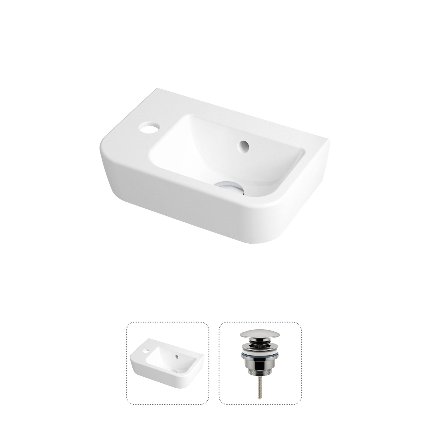 Изображение товара Мини-раковина Lavinia boho one 21520919 37см хром белая глянцевая