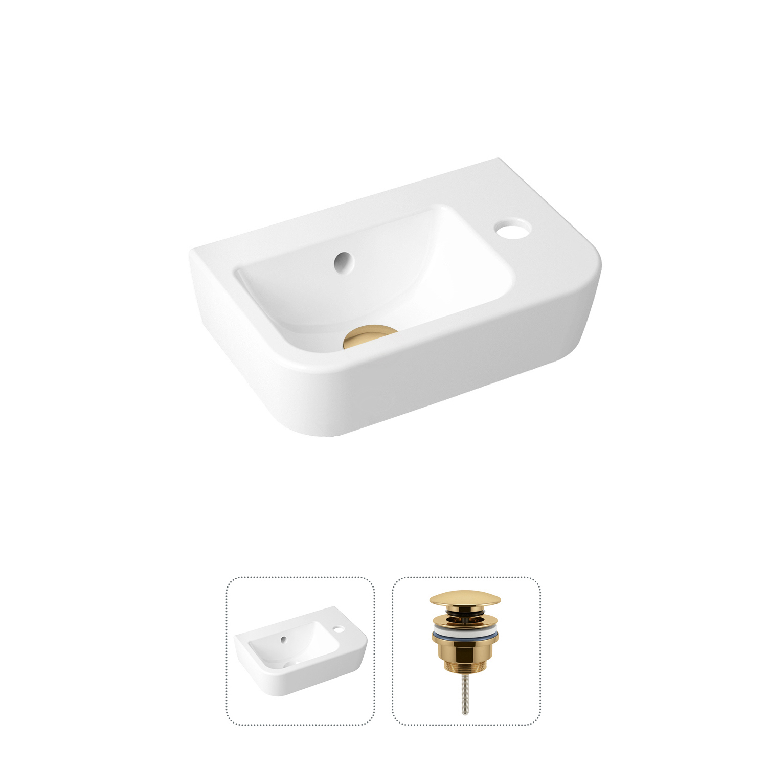 Изображение товара Мини-раковина Lavinia boho one 37см золото прямоугольная комплект для санузла