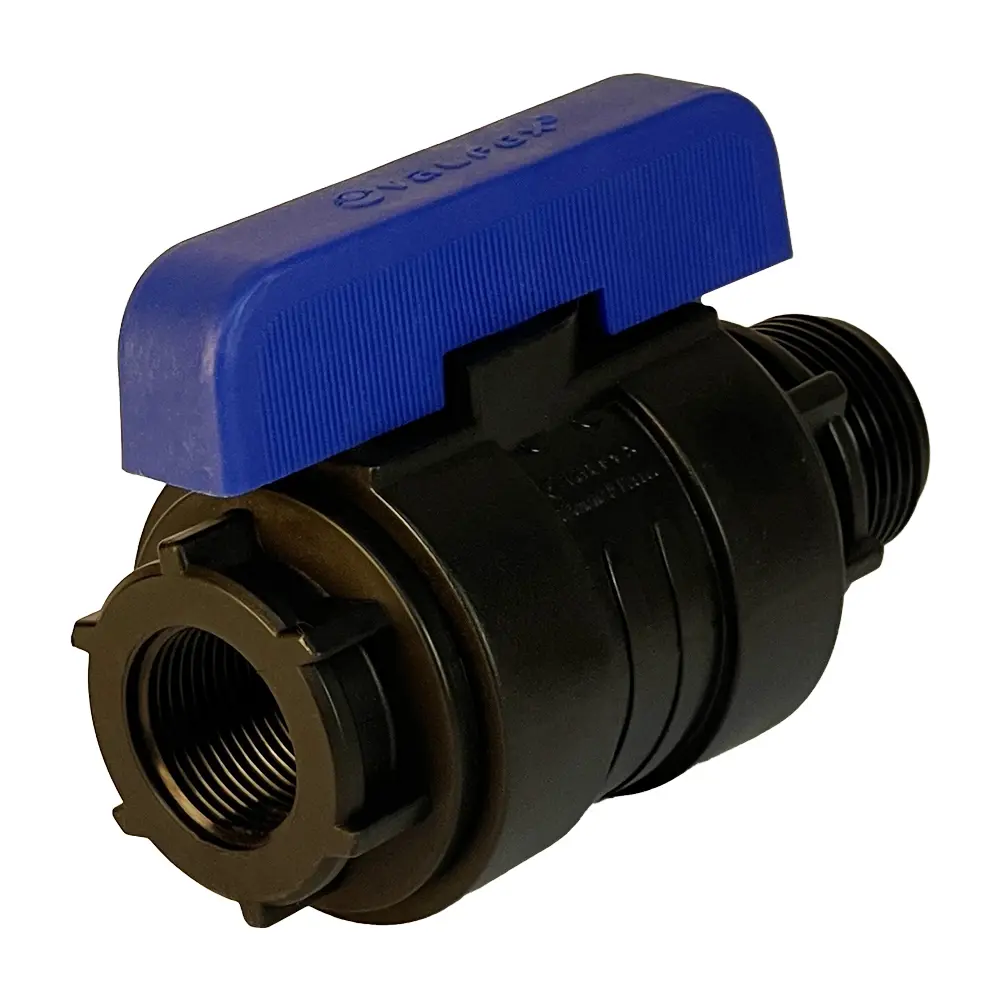 Кран шаровой прямой Valfex DN20 PN16 1"x3/4" НР/ВР полипропилен ручка бабочка - 1